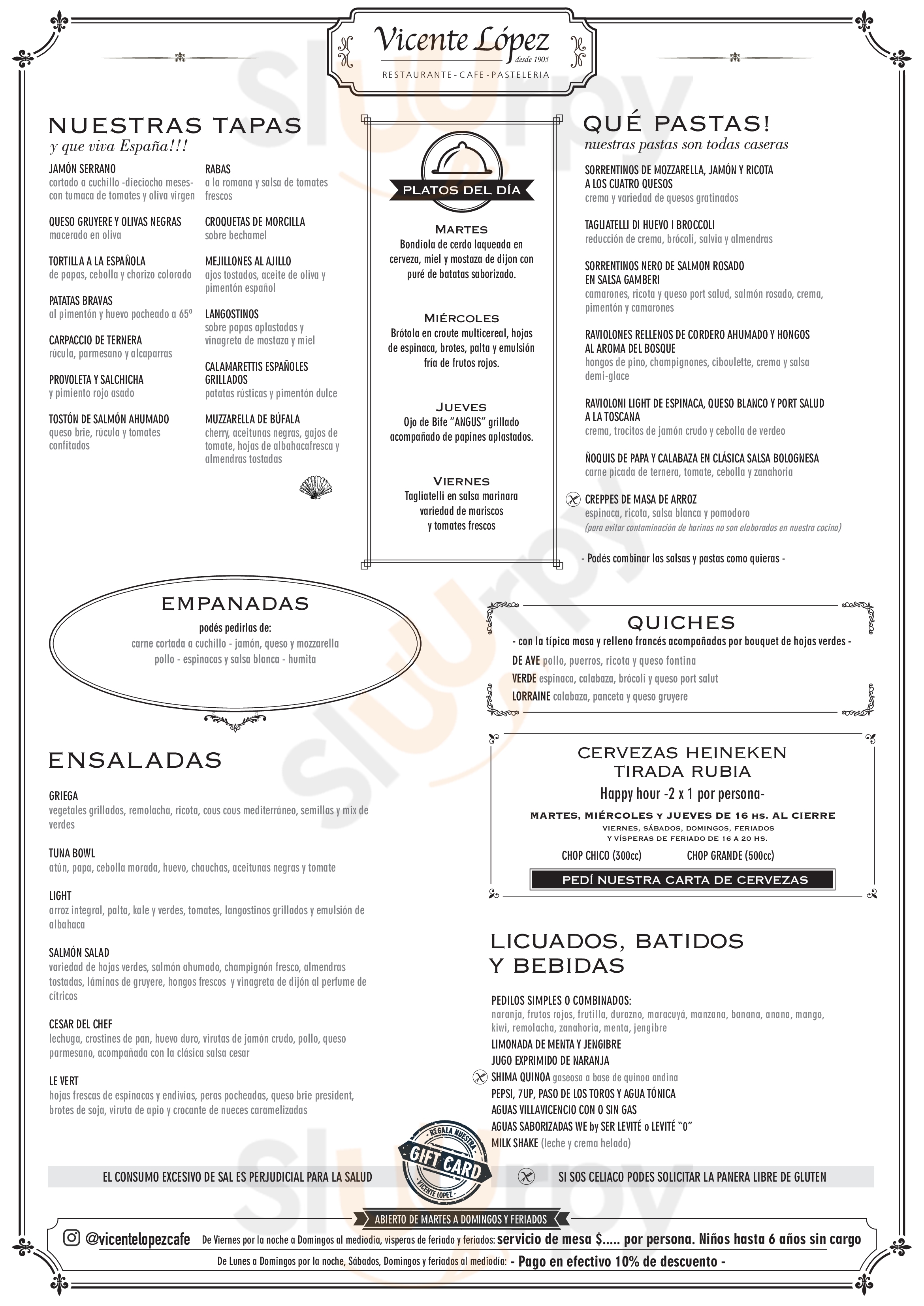 La Vicente López Confitería Vicente López Menu - 1