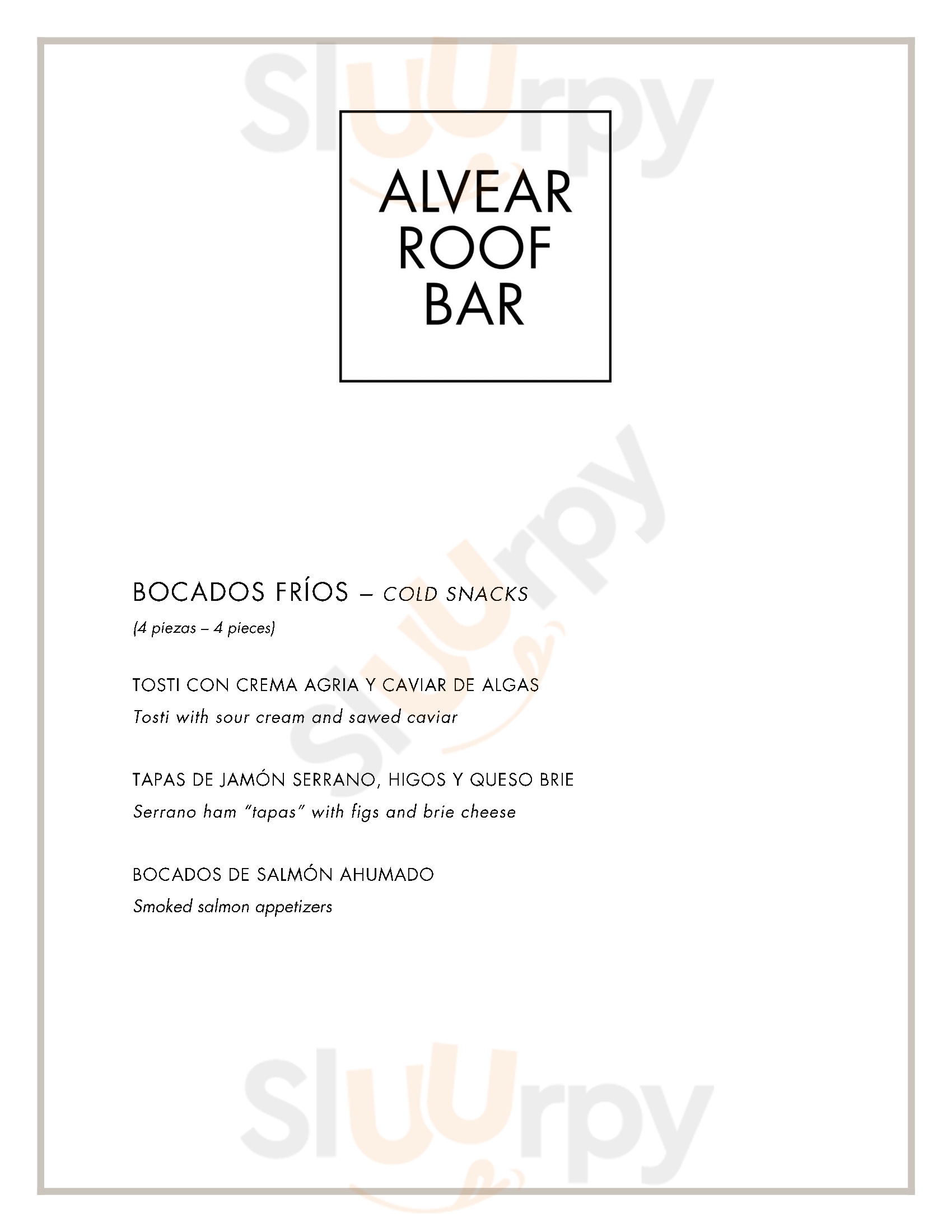 Alvear Roof Bar Buenos Aires Menu - 1