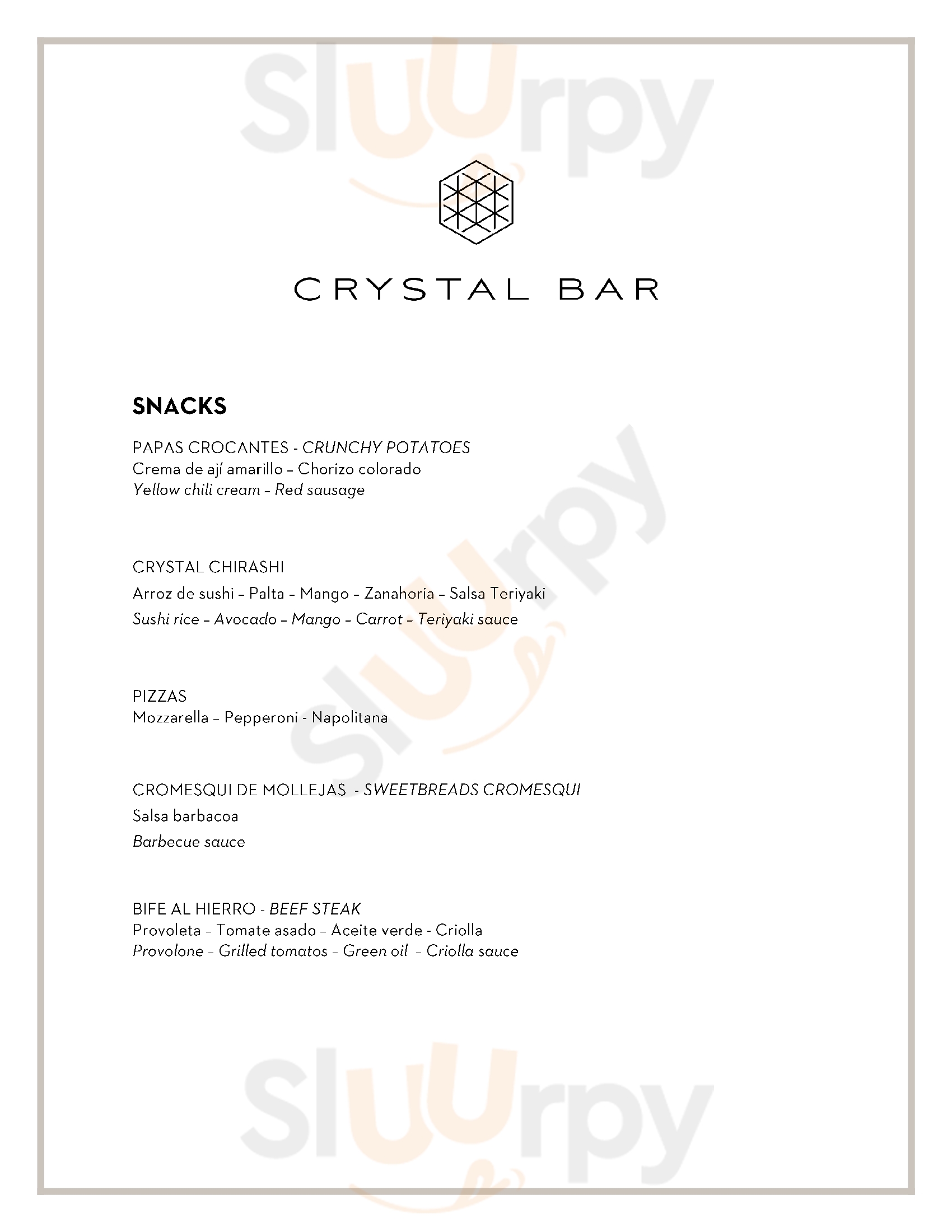 Crystal Bar Buenos Aires Menu - 1