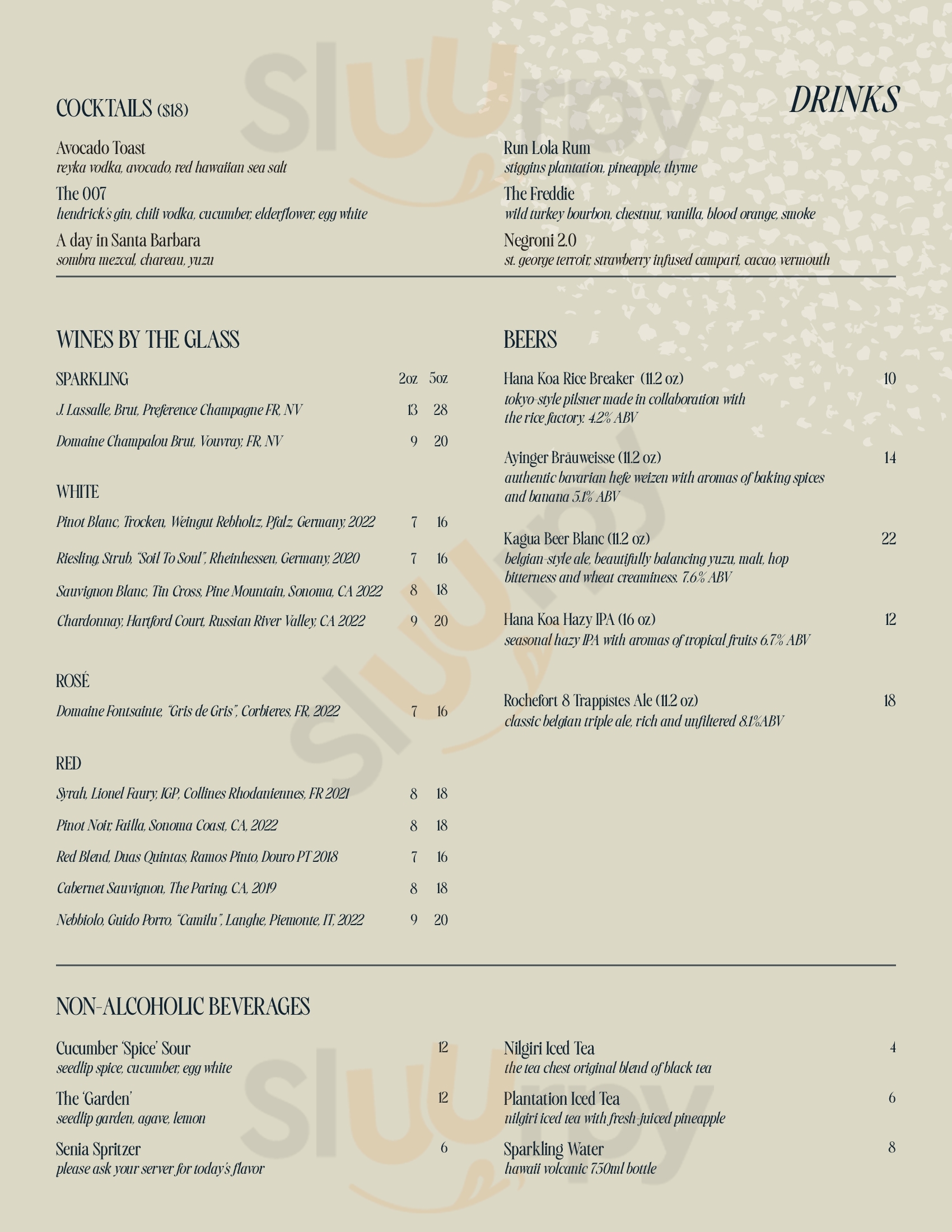 Senia Restaurant Honolulu Menu - 1