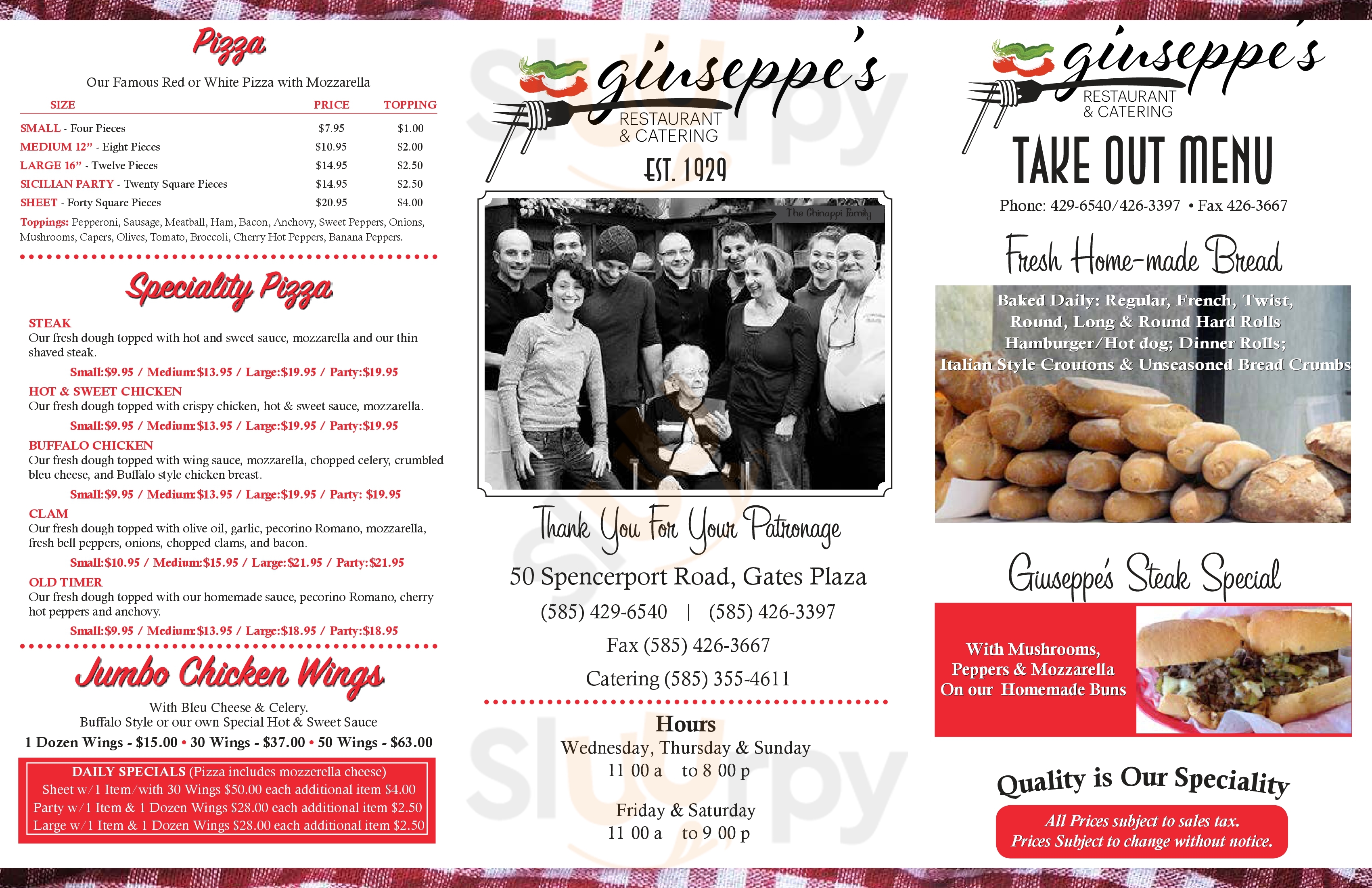 Main Menu - Giuseppe's Pizzeria