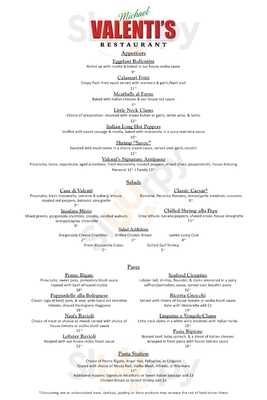 Valenti's Restaurant menu
