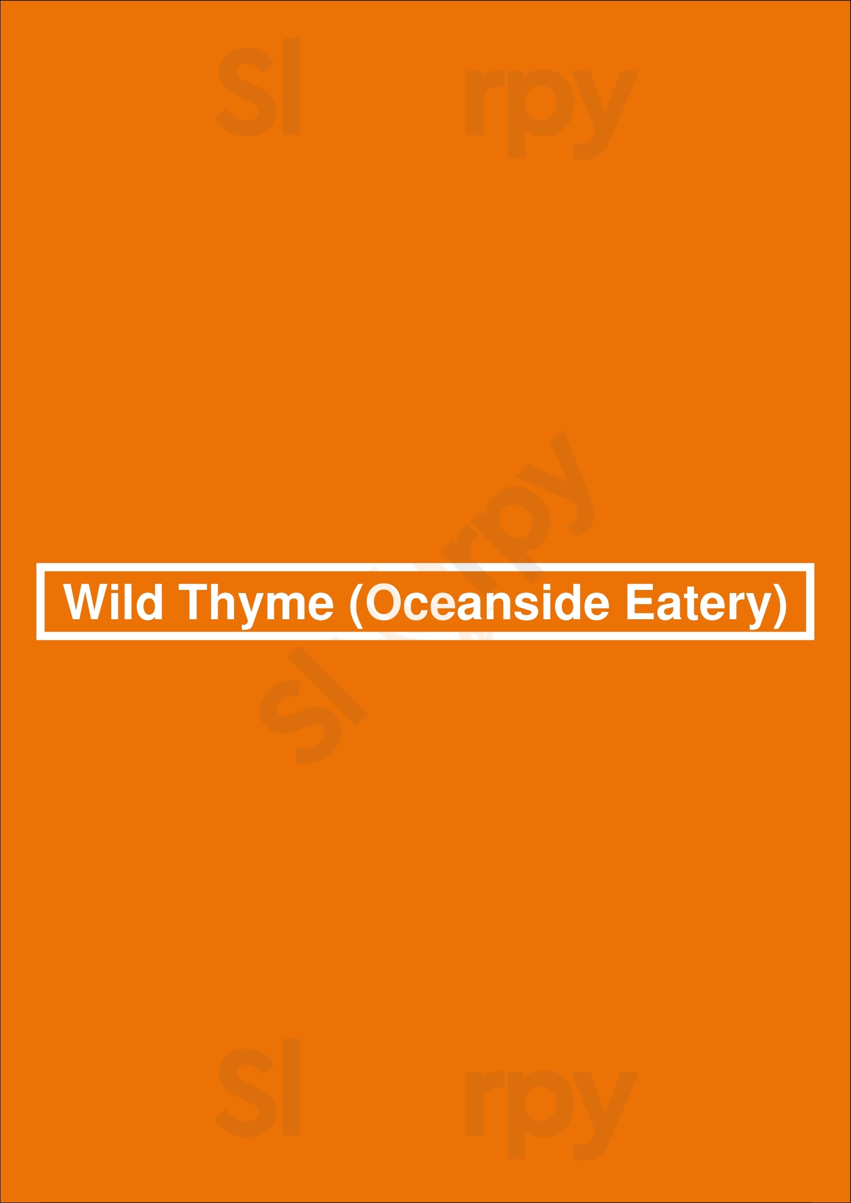 Wild Thyme (oceanside Eatery) Fort Lauderdale Menu - 1