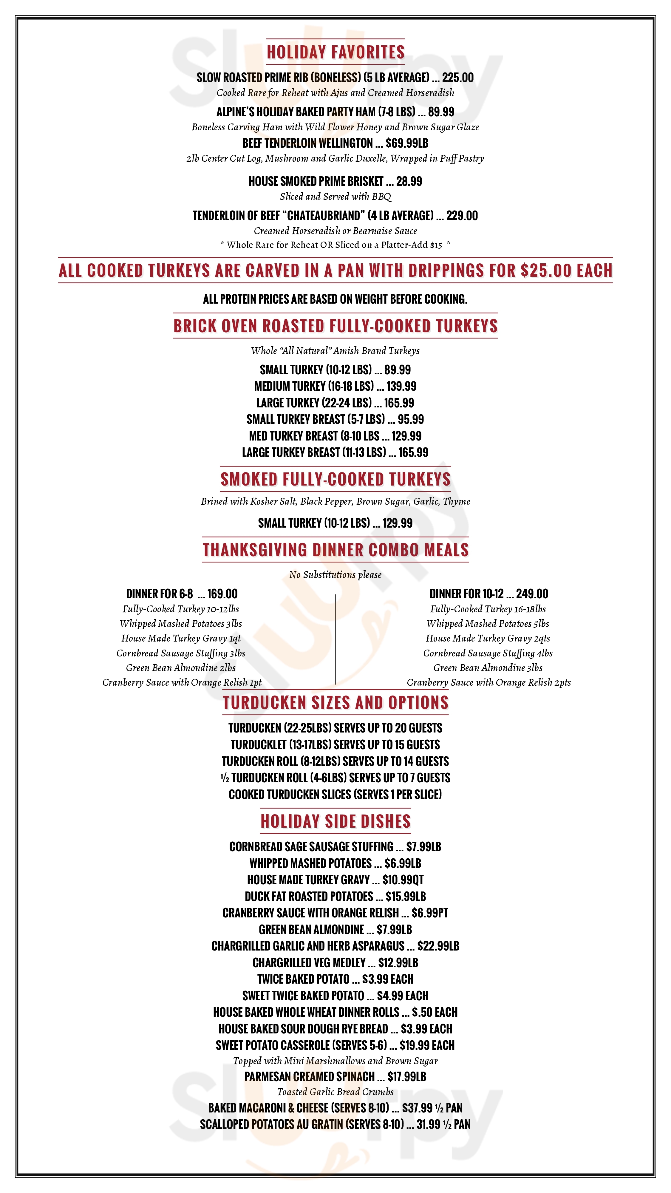 Main Menu - The Alpine Steakhouse & Butcher Shop