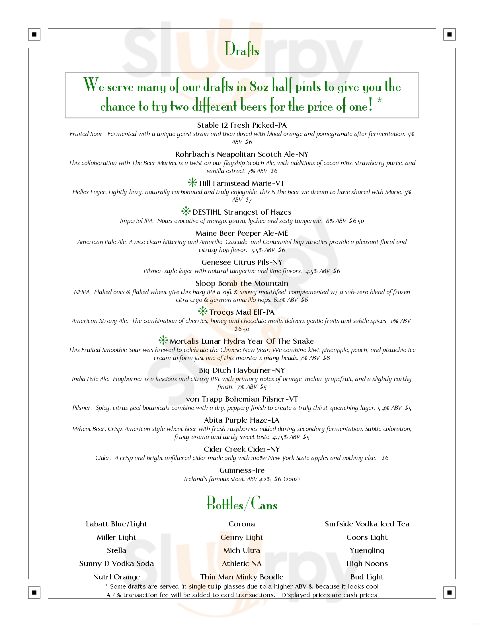 Main Menu - The Half Pint Pub