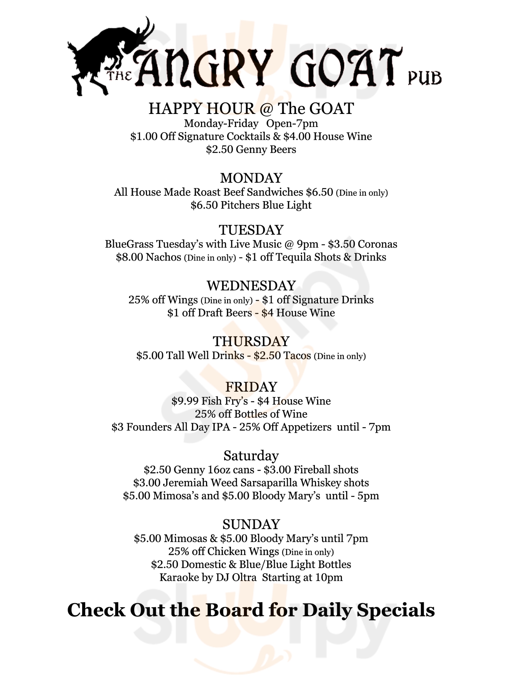 The Angry Goat Pub Rochester Menu - 1