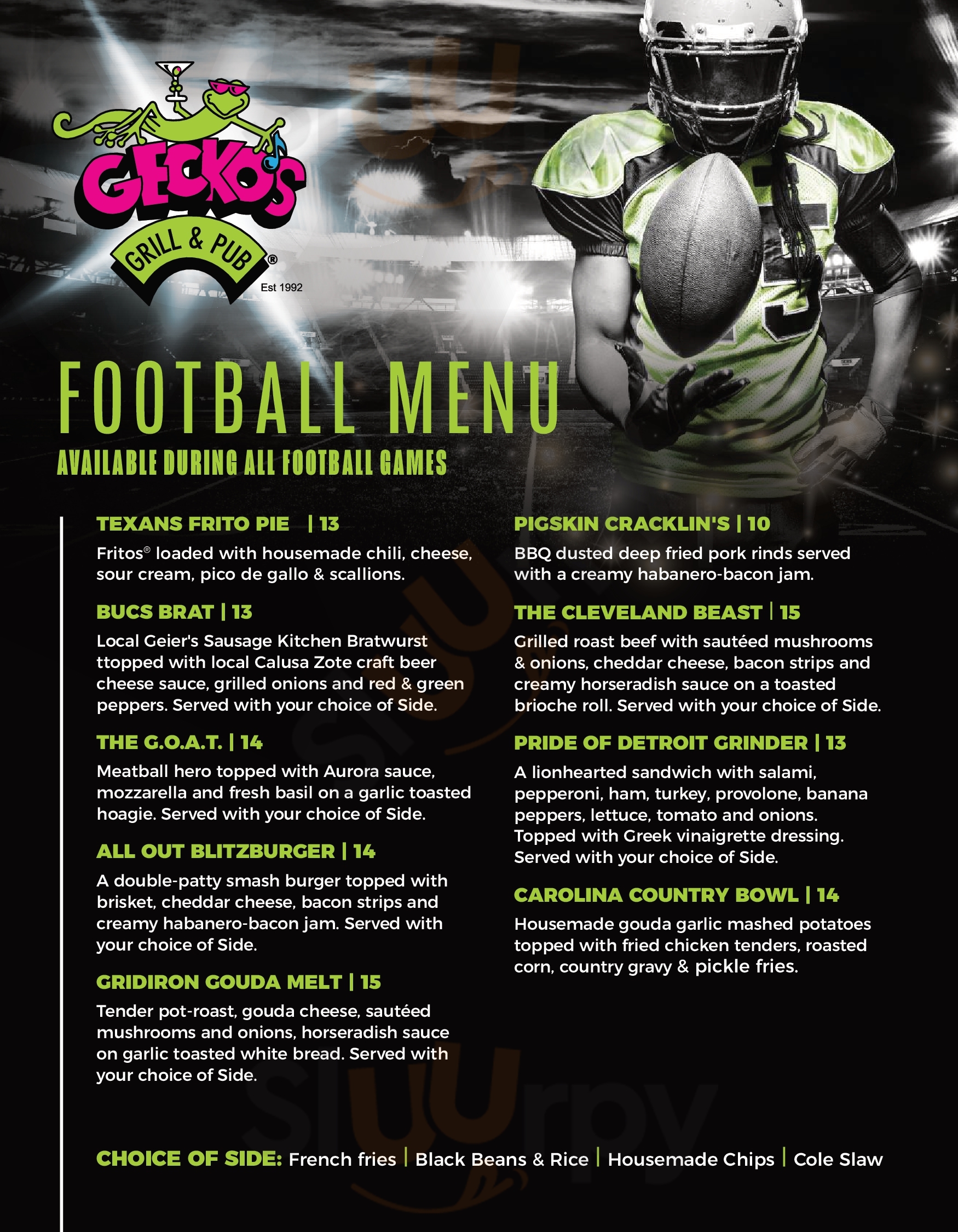 Main Menu - Gecko's Grill & Pub