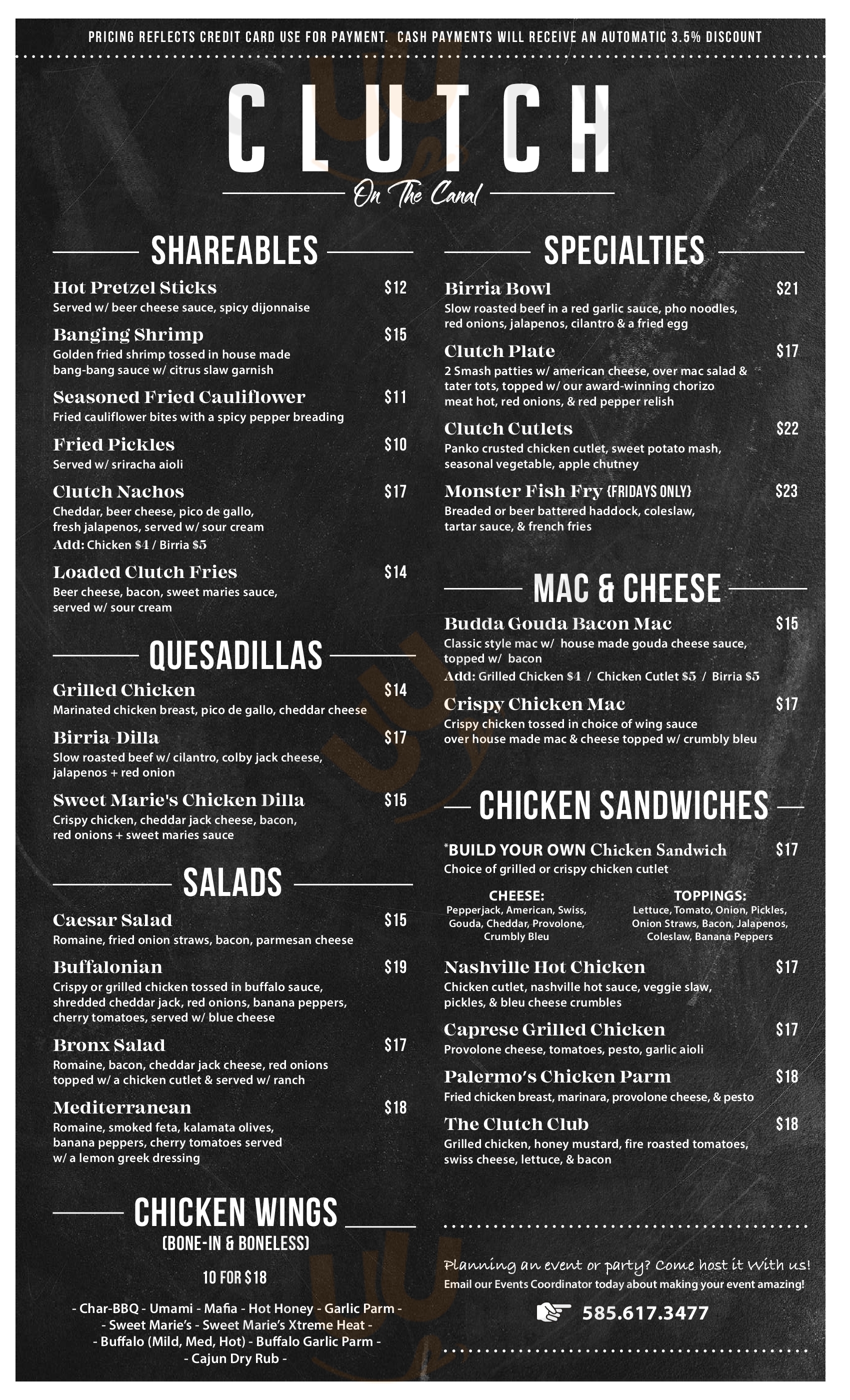 Main Menu - Clutch Kitchen And Sports Bar