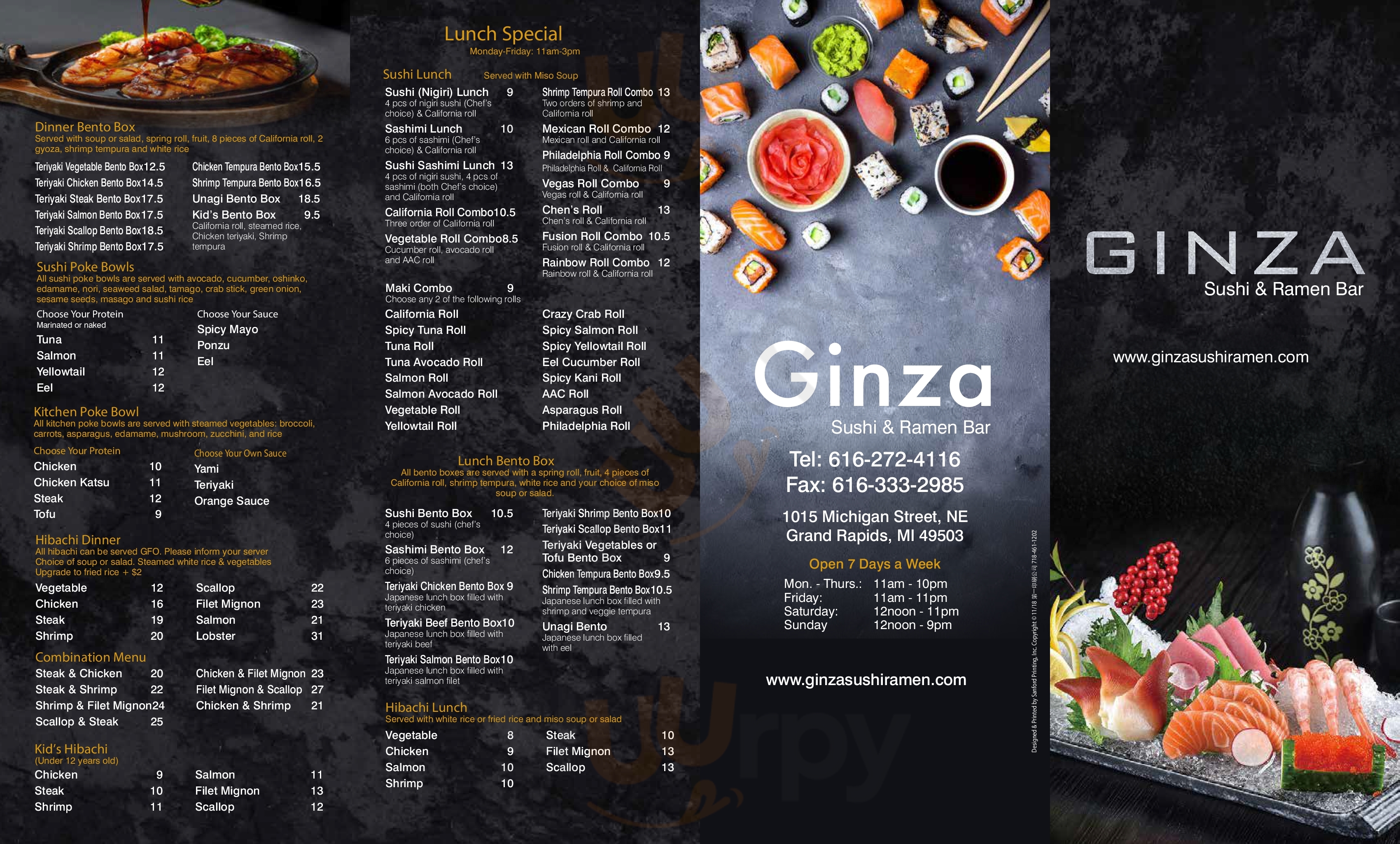 Ginza Sushi And Ramen Bar Grand Rapids Menu - 1