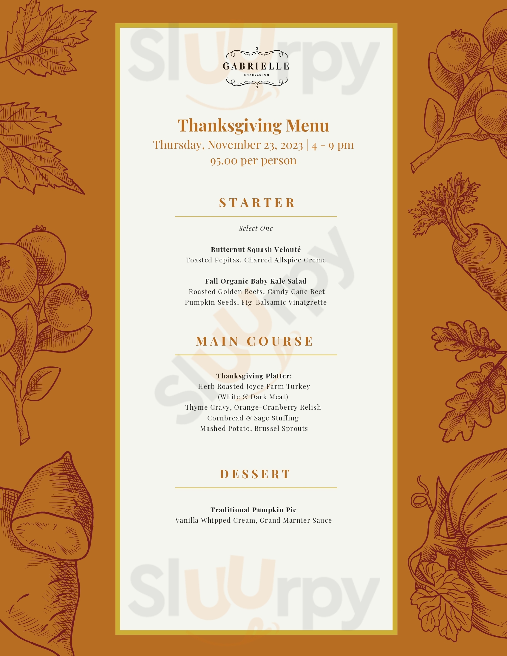 Main Menu - Gabrielle Charleston In Hotel Bennett