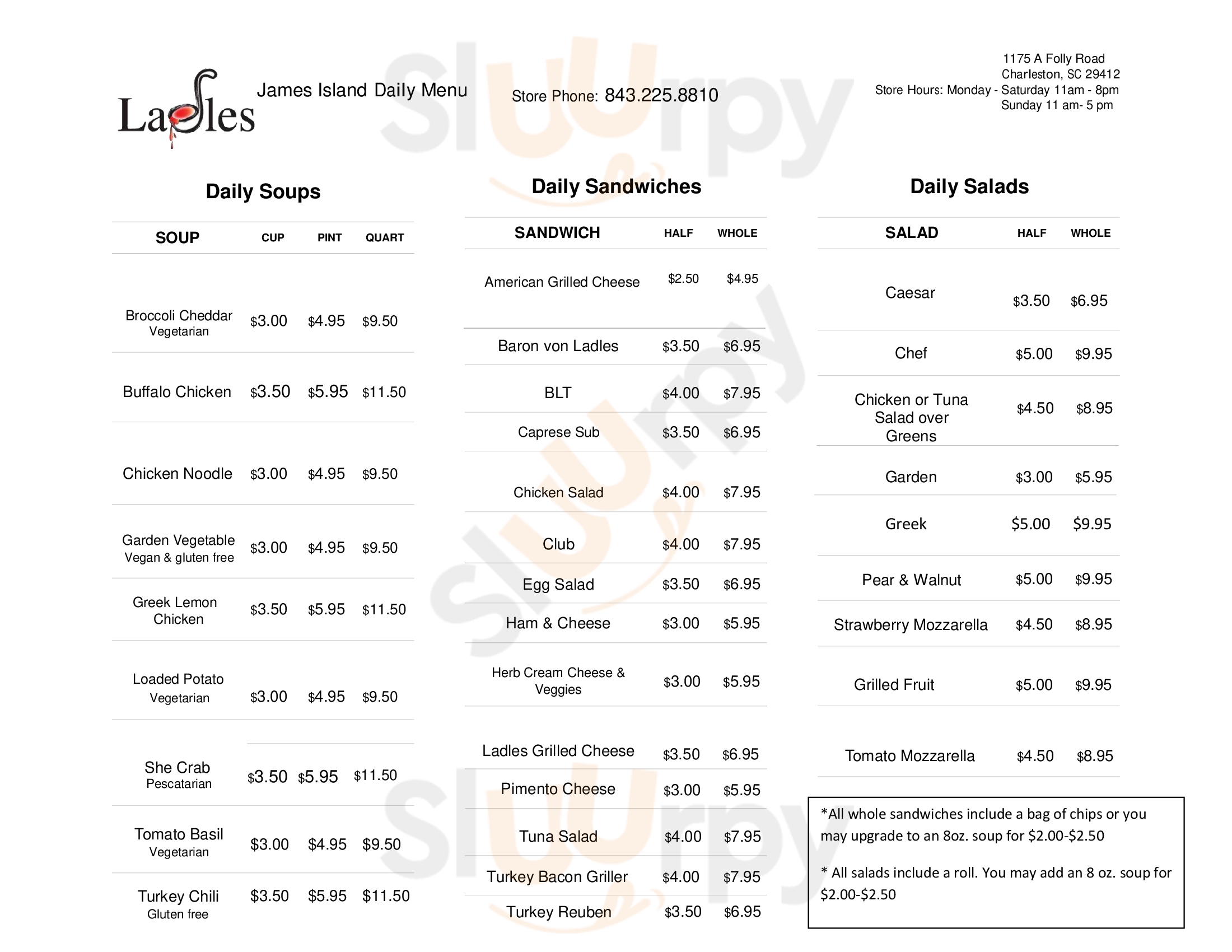 Main Menu - Ladles Soups James Island
