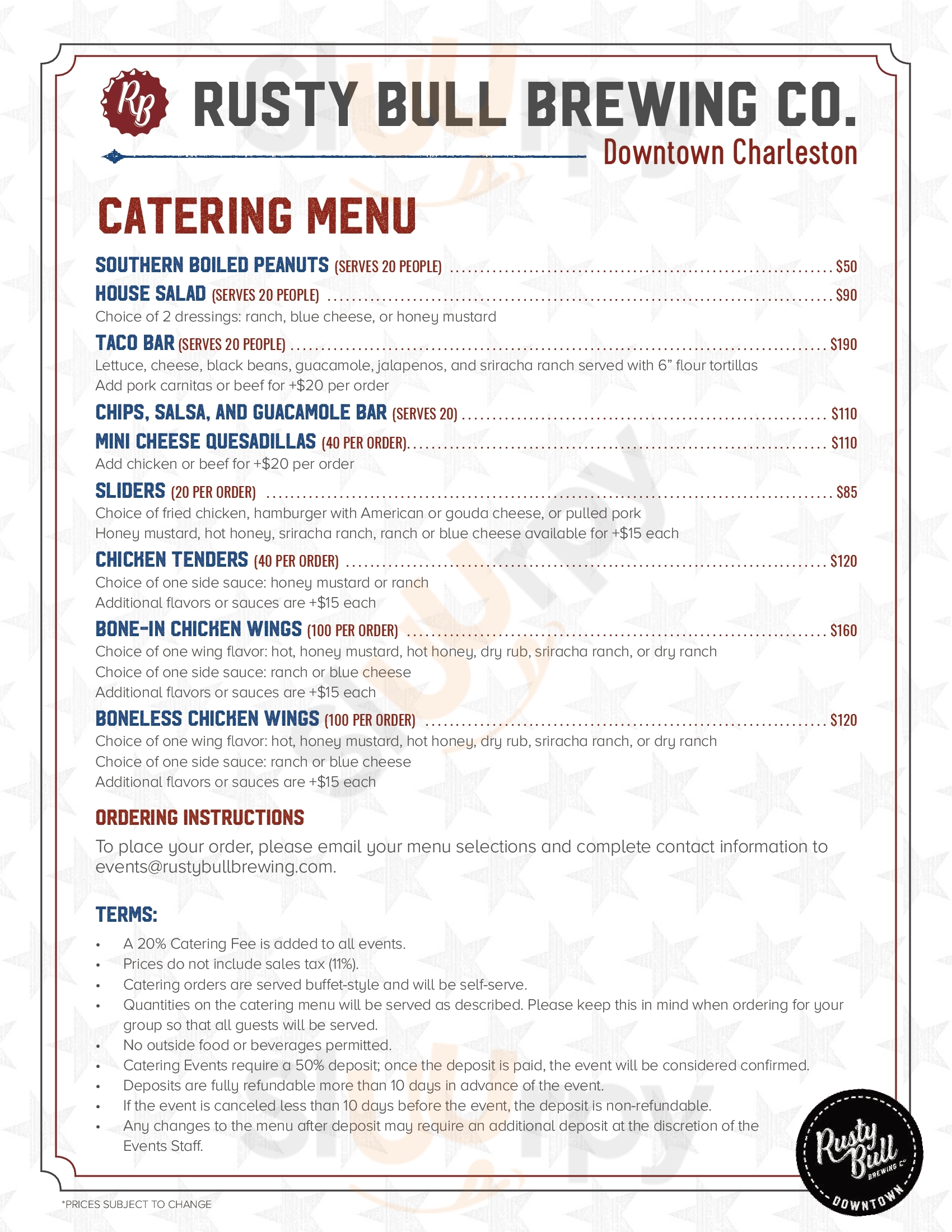 Main Menu - Rusty Bull Brewing Company