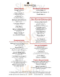 Sea Watch On The Ocean menu