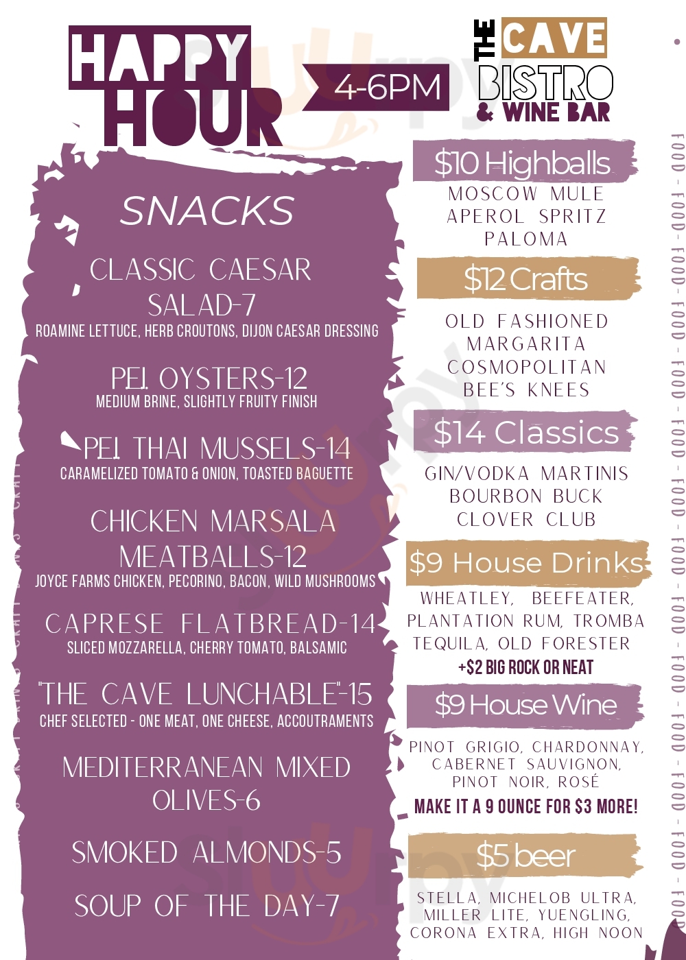 Main Menu - The Cave Bistro & Wine Bar