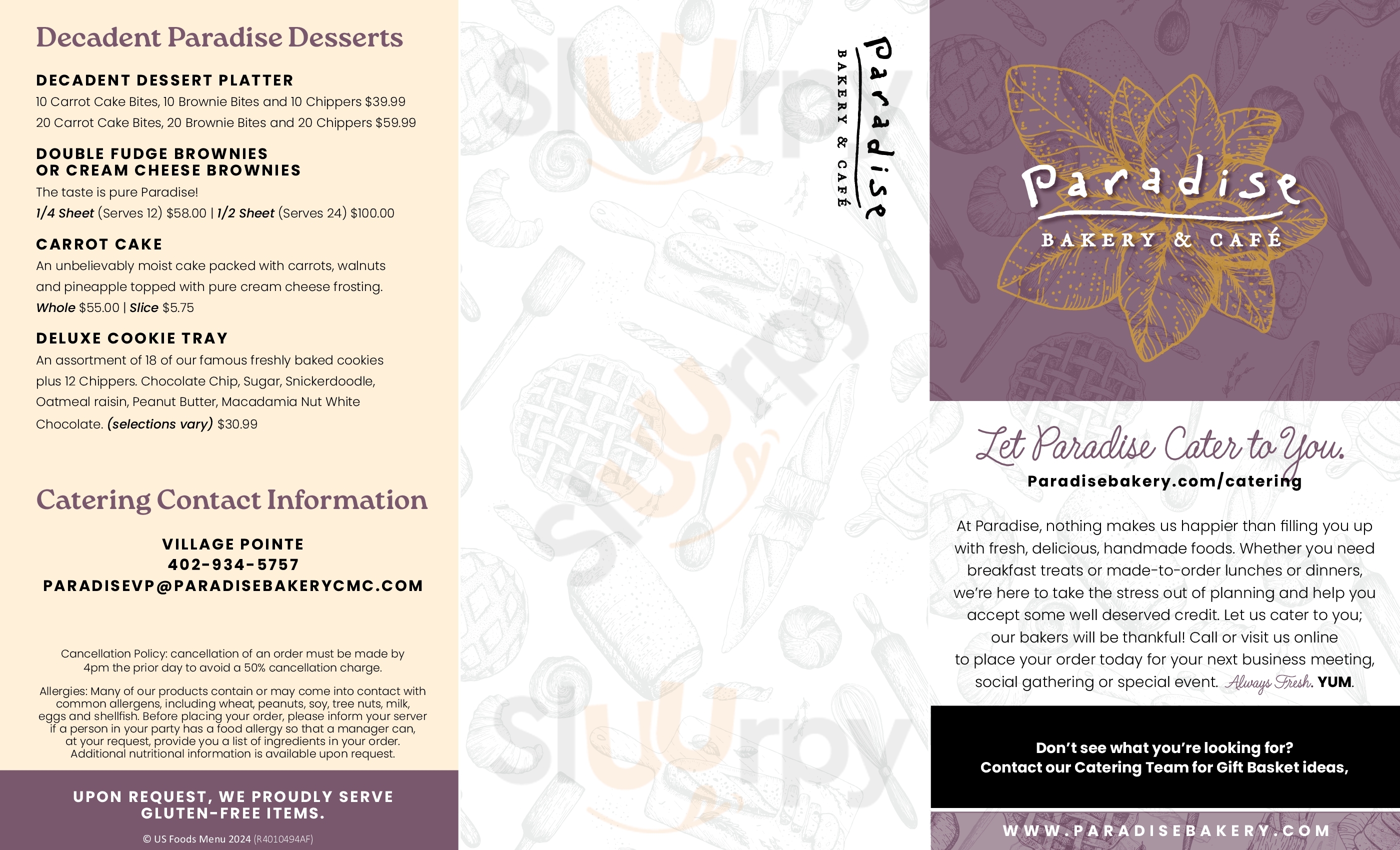 Main Menu - Paradise Bakery