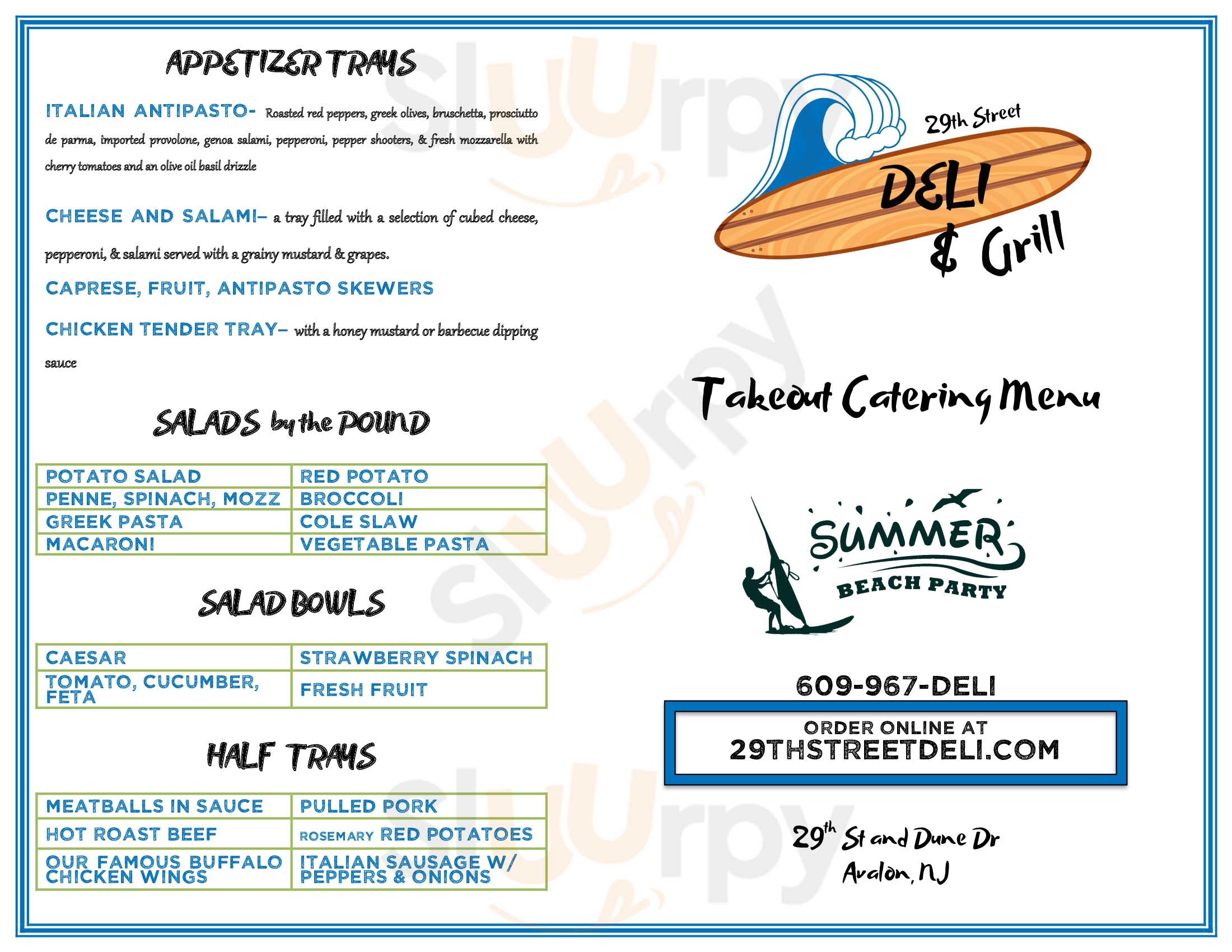 29th Street Deli & Grill Avalon Menu - 1