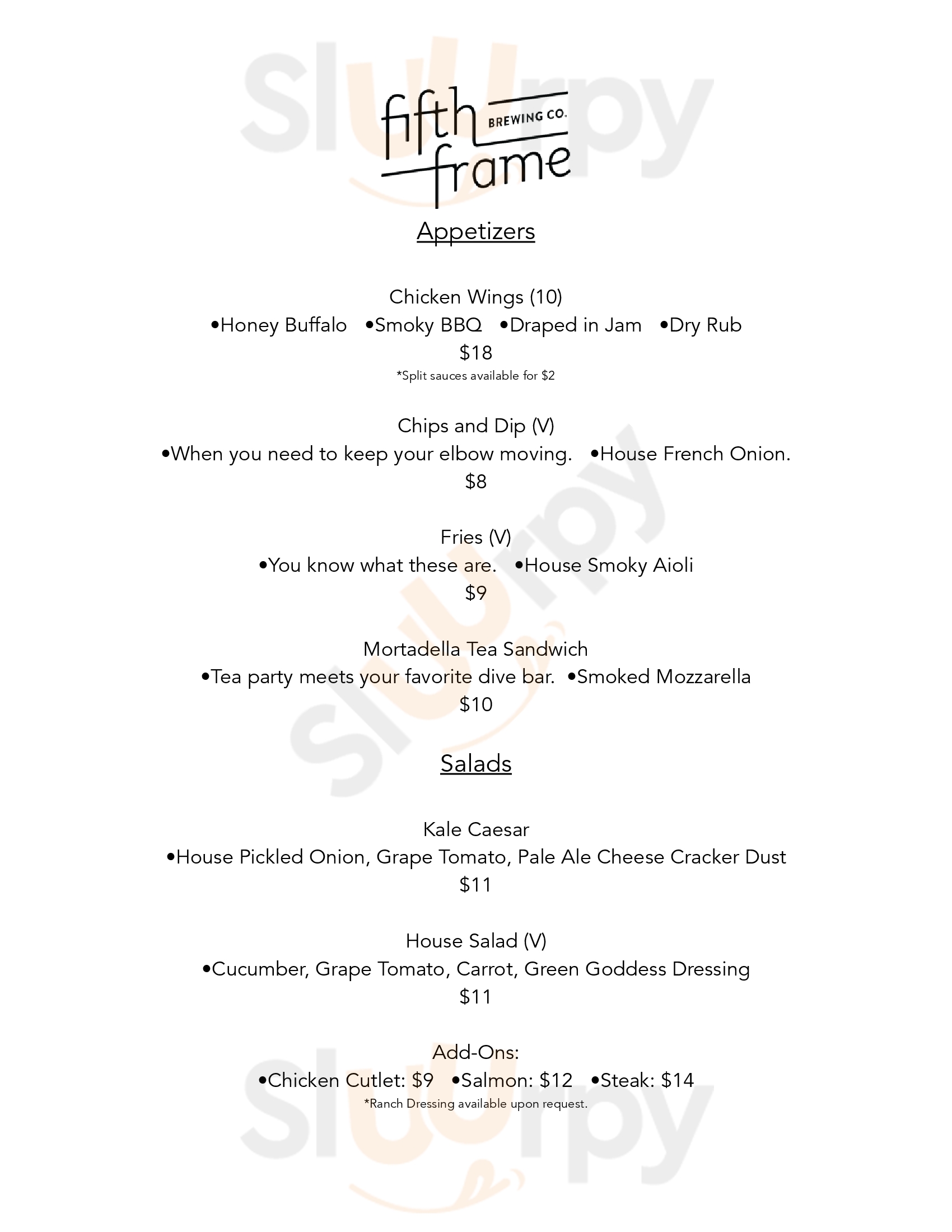 Main Menu - Fifth Frame Brewing Co.