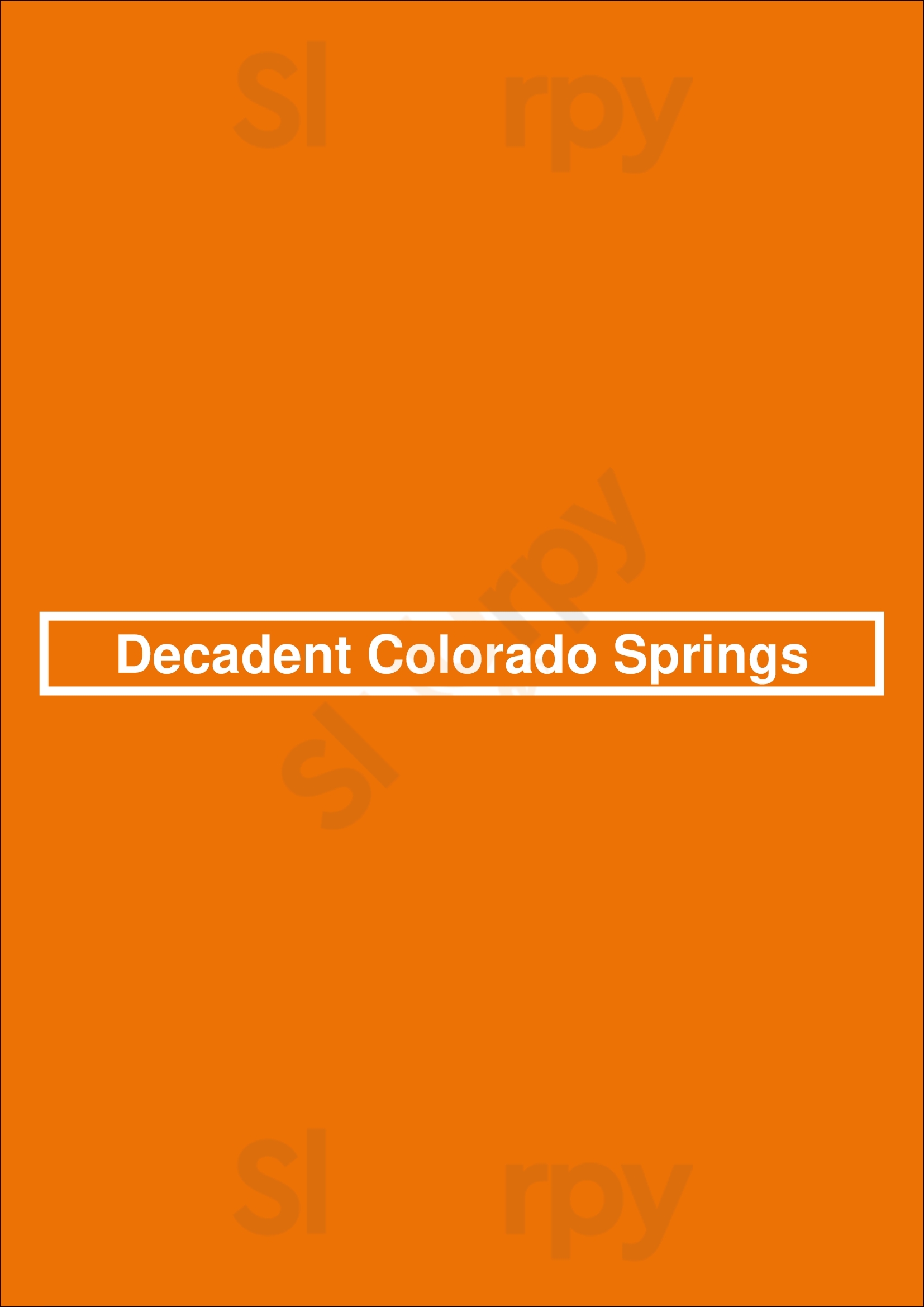 Decadent Colorado Springs Colorado Springs Menu - 1