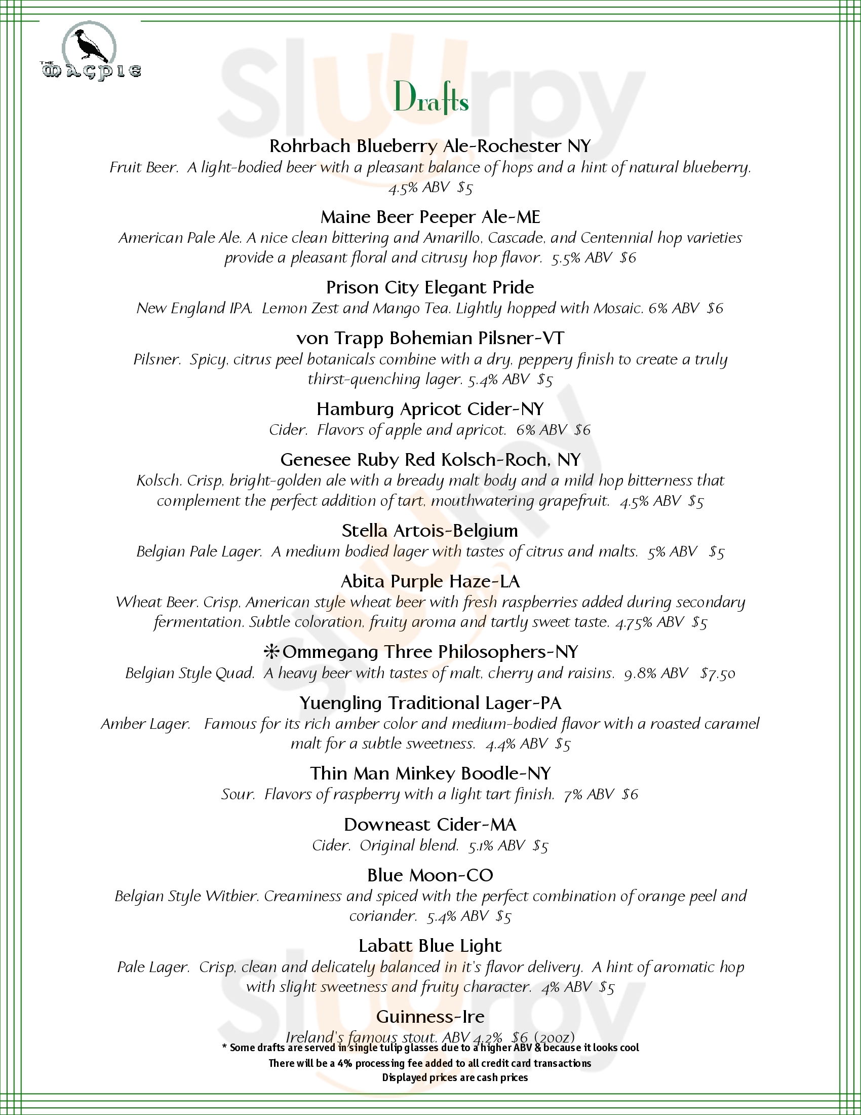 Main Menu - Magpie Pub