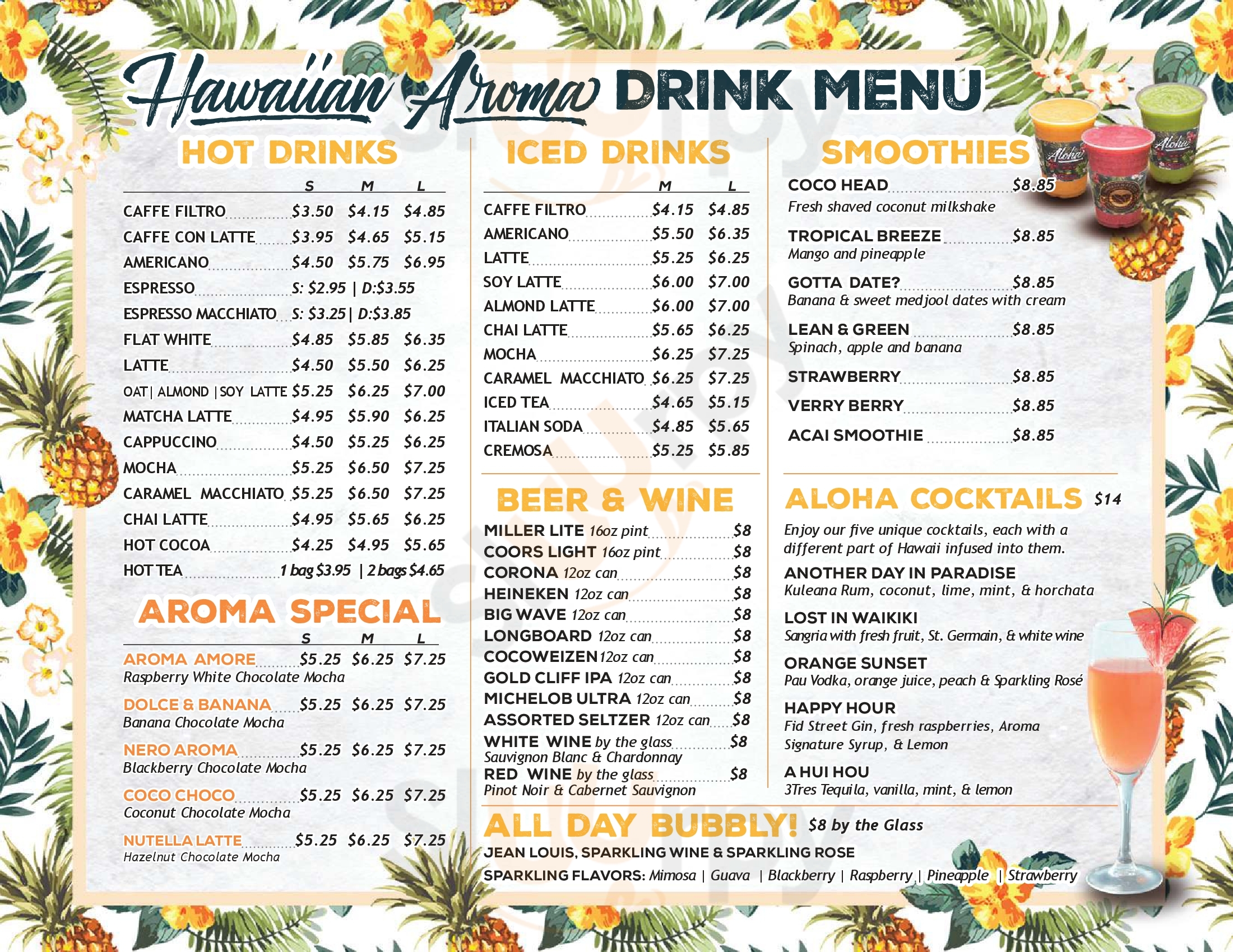 Main Menu - Hawaiian Aroma Caffe