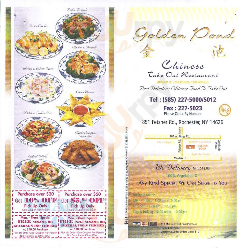 Golden Pond Chinese Restaurant Rochester Menu - 1