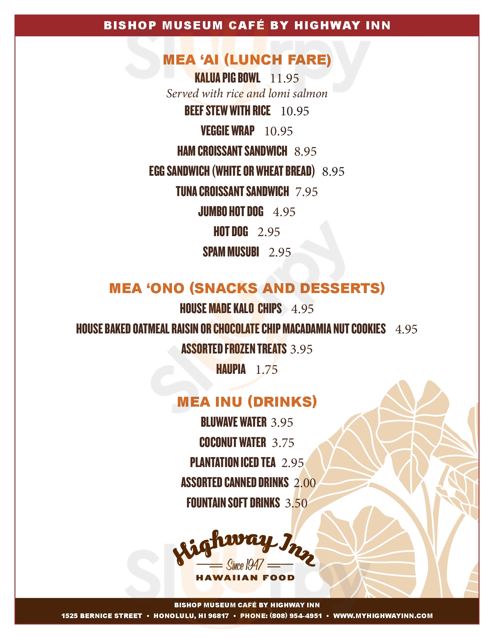 Main Menu - Bishop Cafe By Highway Inn