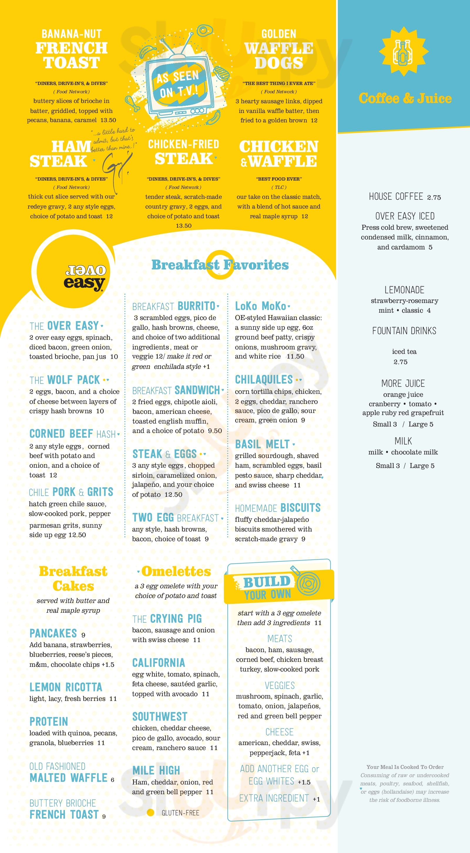 Over Easy Phoenix Menu - 1