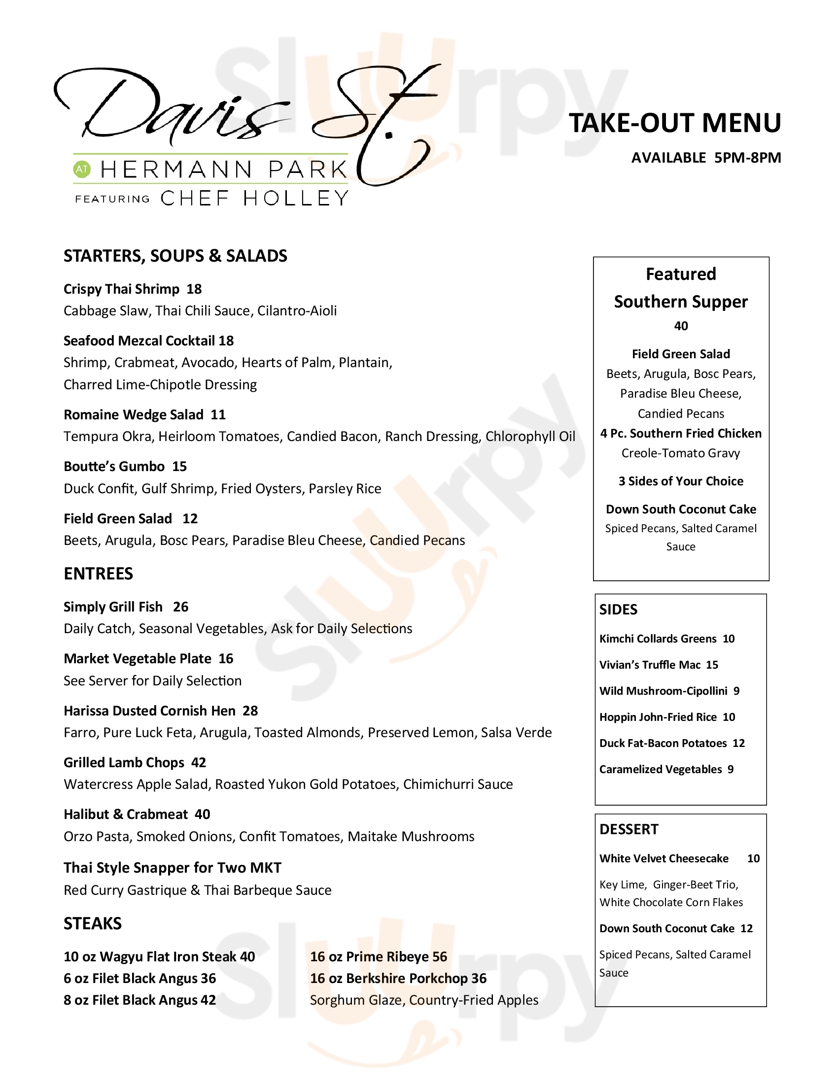 Davis Street At Hermann Park Houston Menu - 1