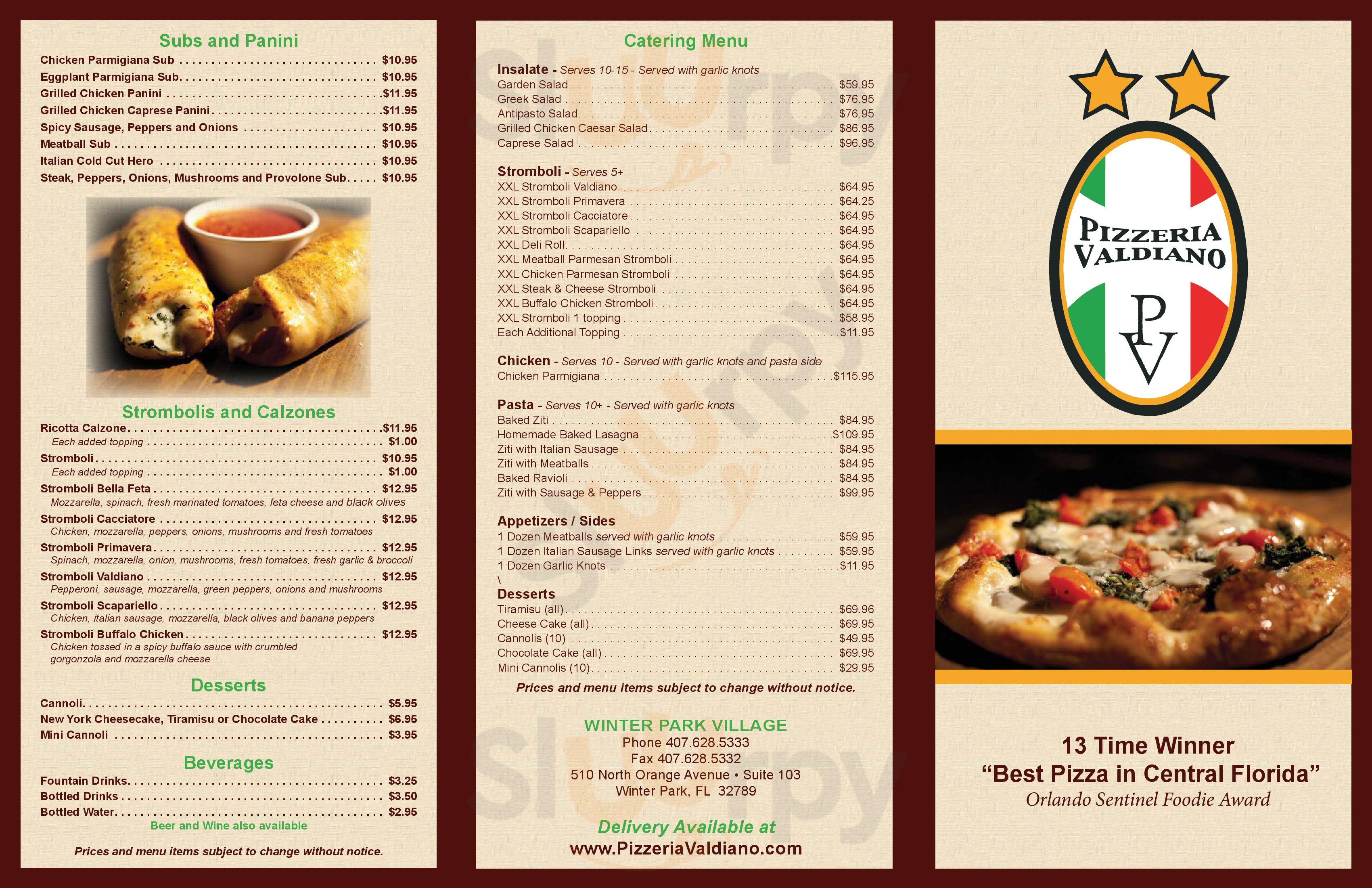 Main Menu - Pizzeria Valdiano