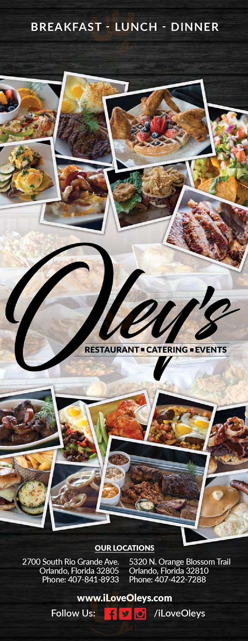 Main Menu - Oleys Restaurant
