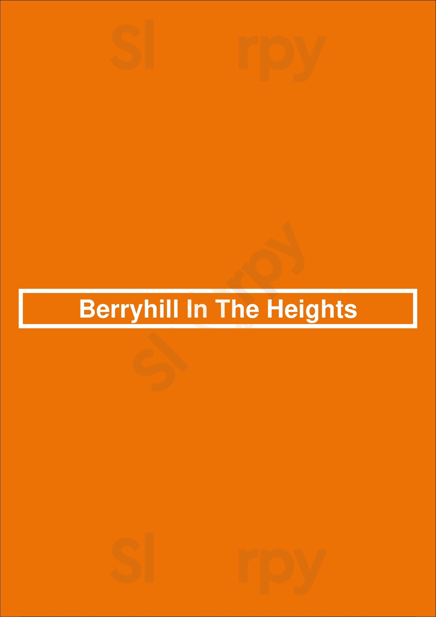 Berryhill In The Heights Houston Menu - 1