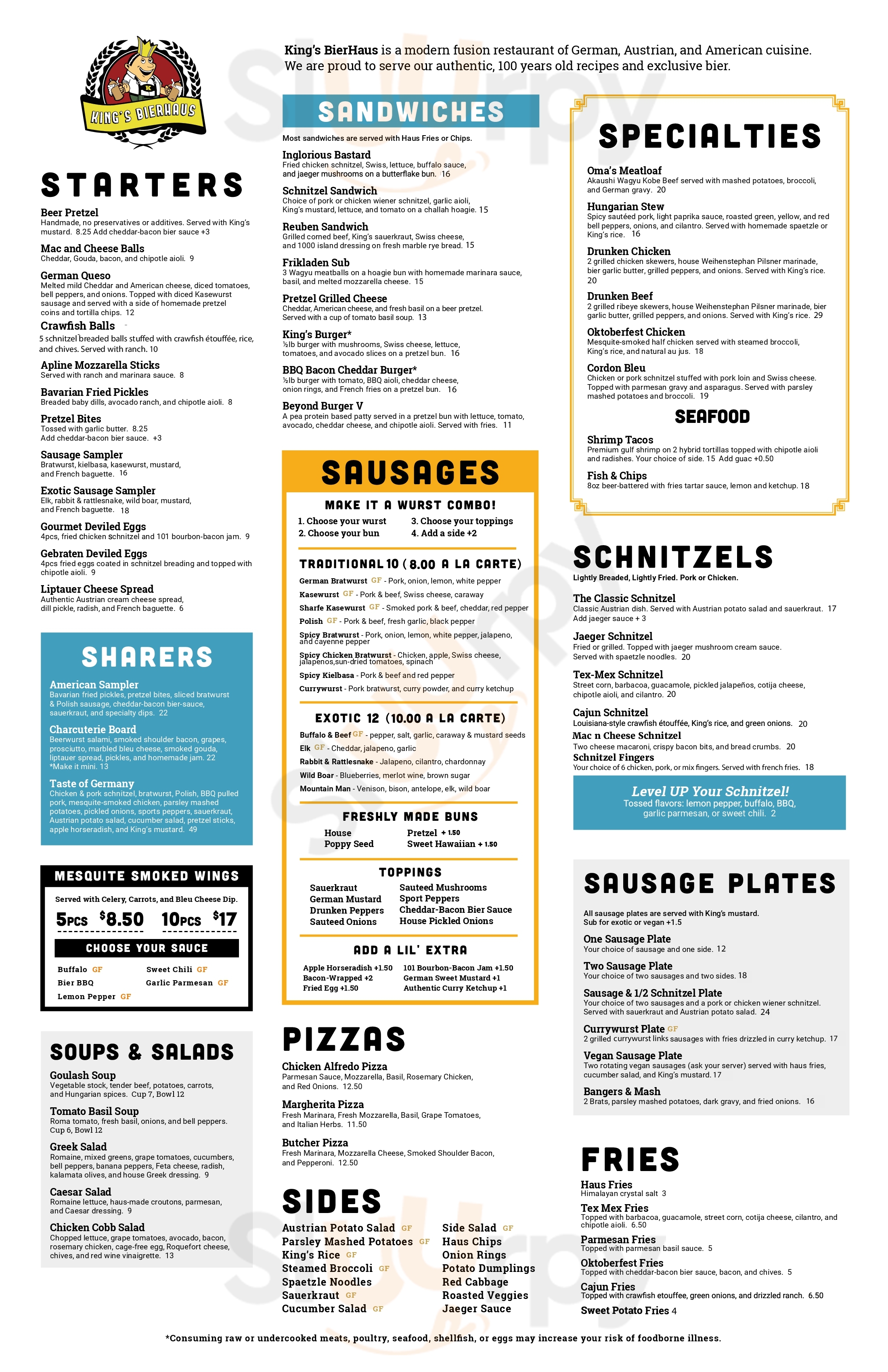 Main Menu - King's Biergarten & Restaurant