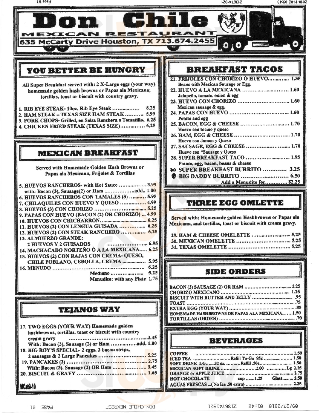 Don Chile Mexican Restaurant Houston Menu - 1