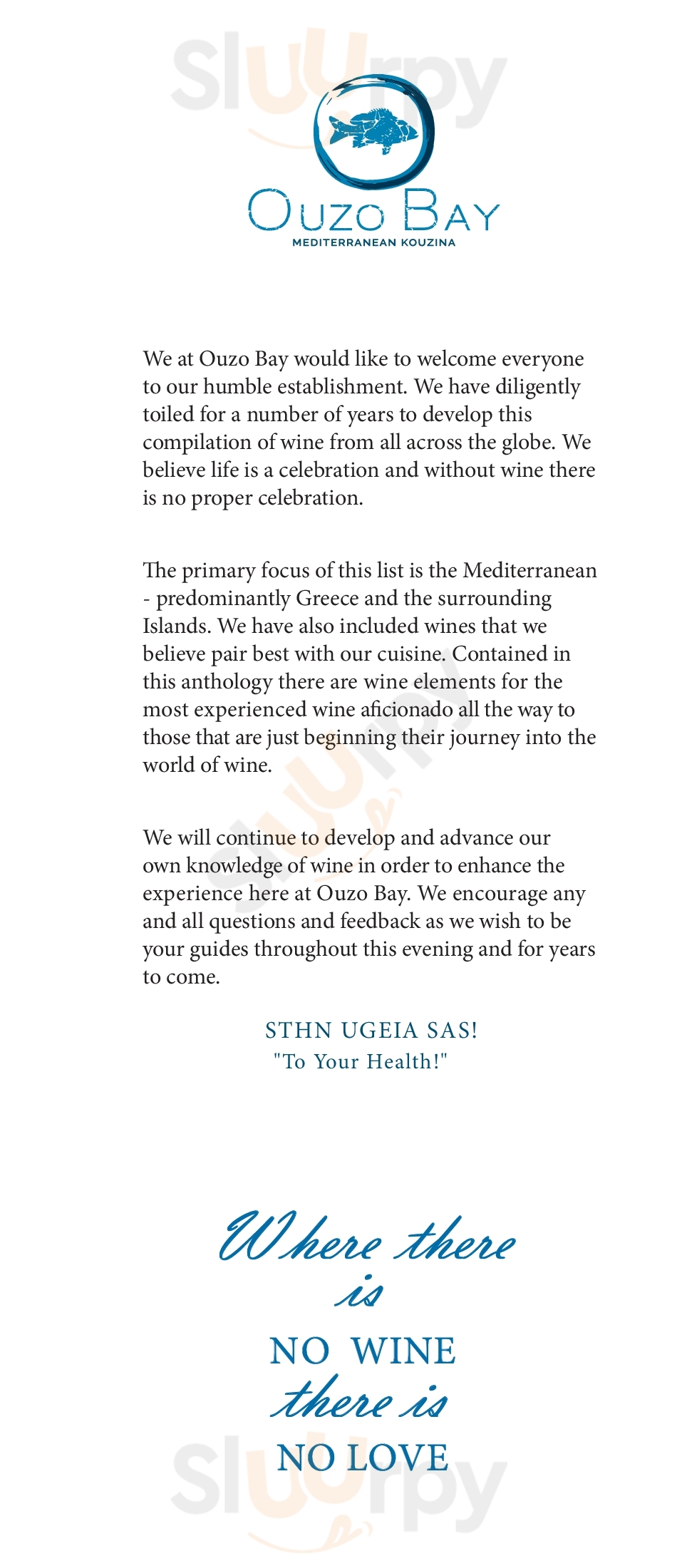 Main Menu - Ouzo Bay