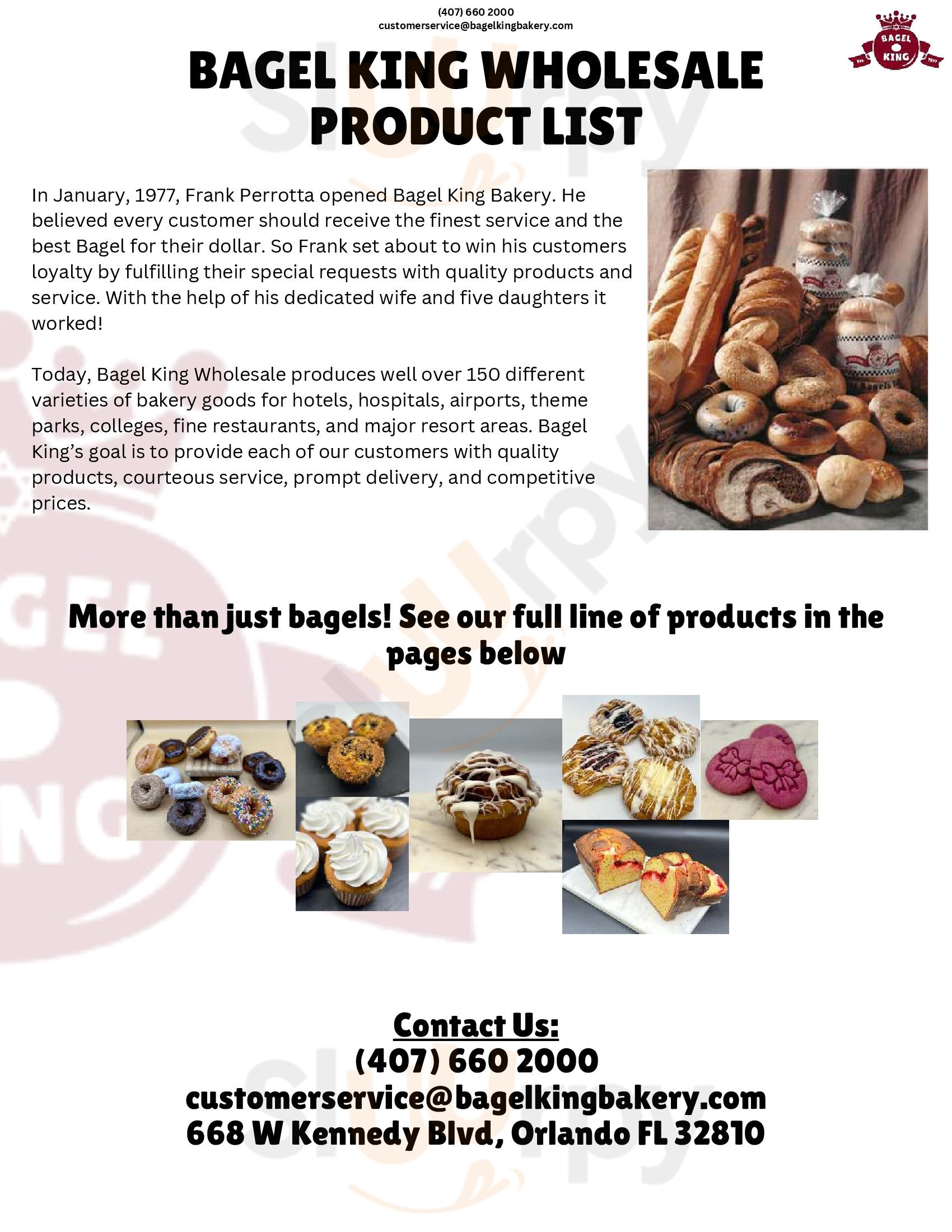 Main Menu - Bagel King Bakery