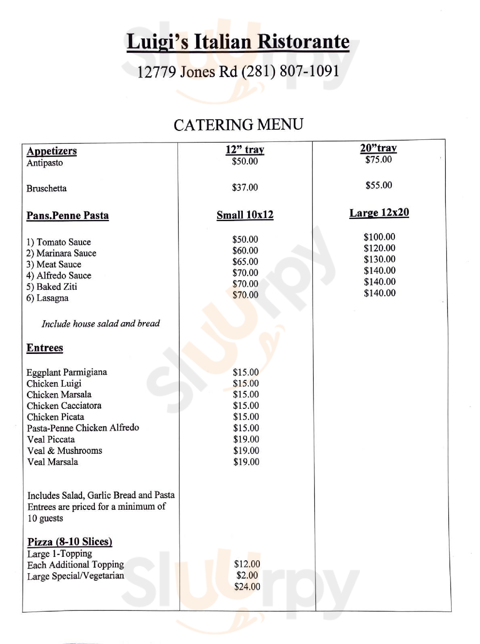 Main Menu - Luigi's Restaurant And Pizza