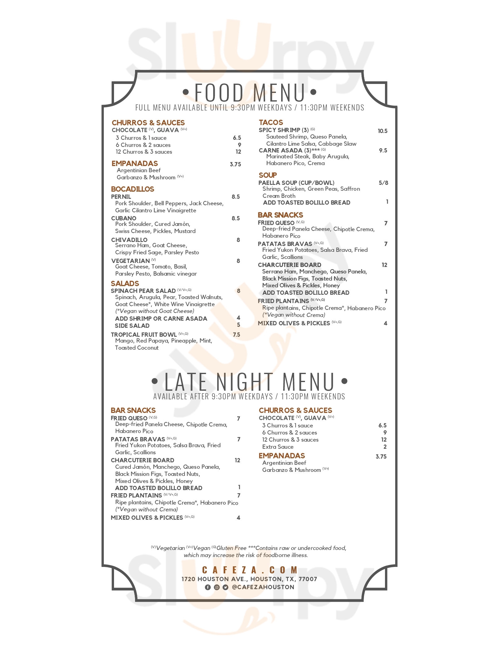 Cafeza Houston Menu - 1