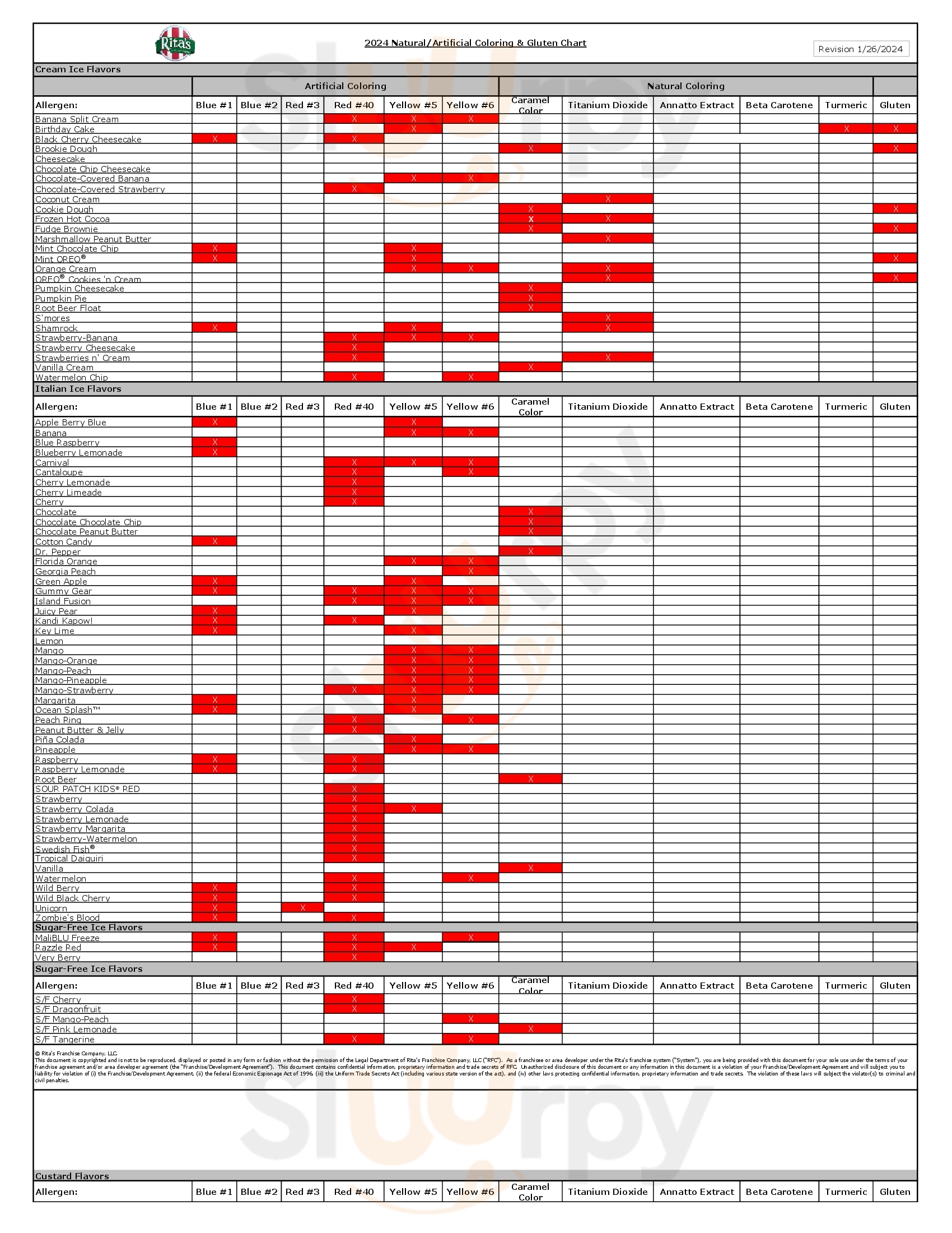 Main Menu - Rita's Italian Ice And Frozen Custard