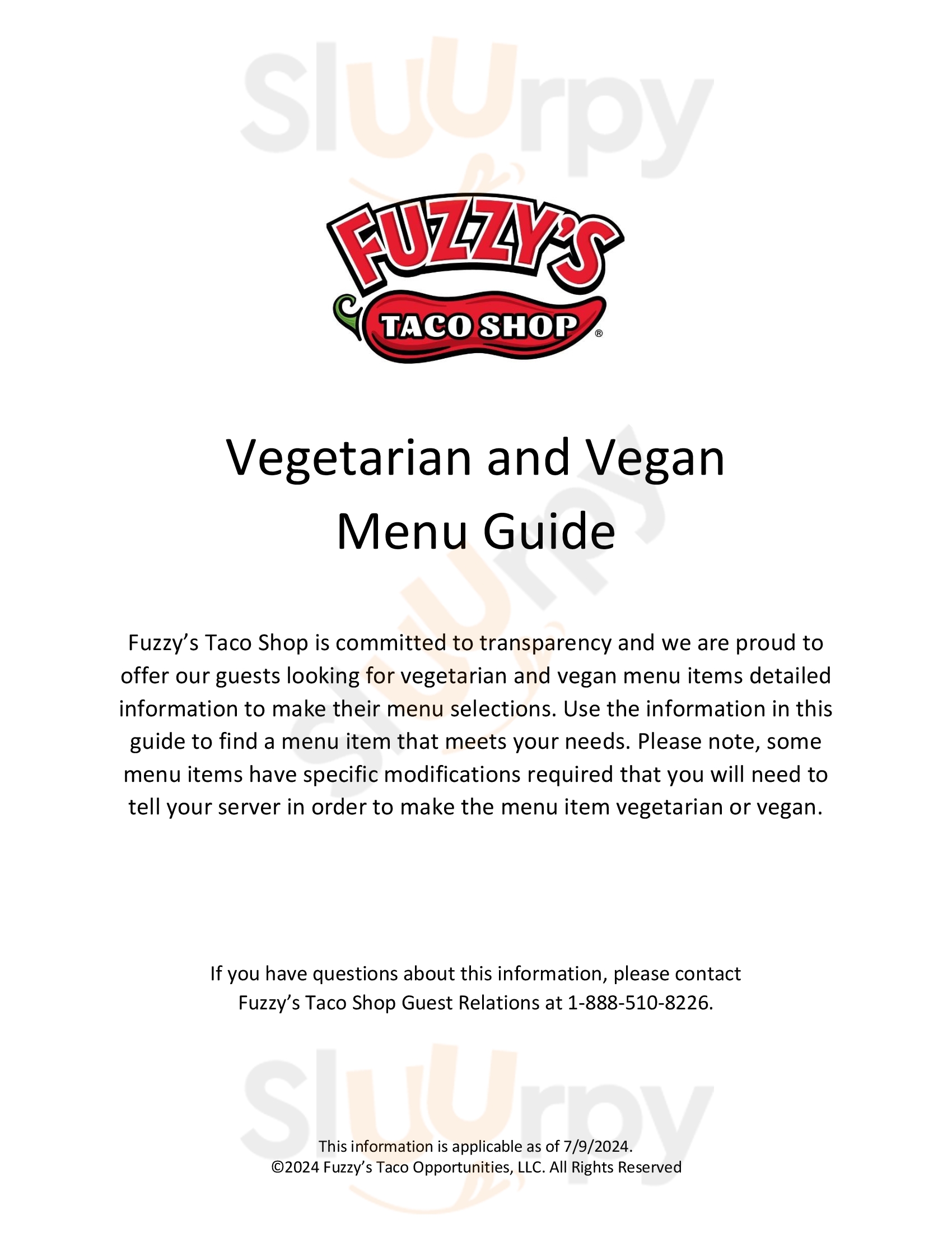 Main Menu - Fuzzys Taco Shop