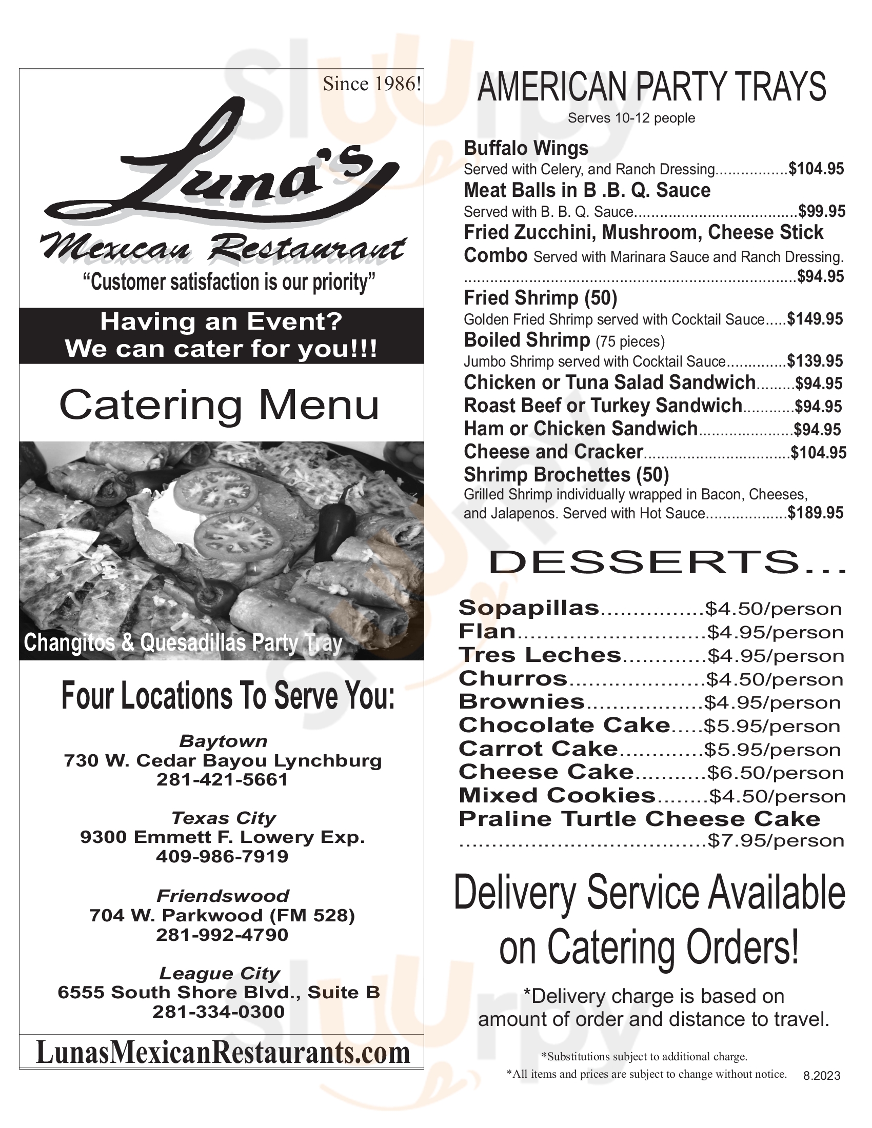 Main Menu - Luna's Mexican Restaurant