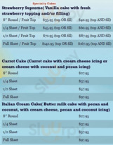 Memorial Bakery menu