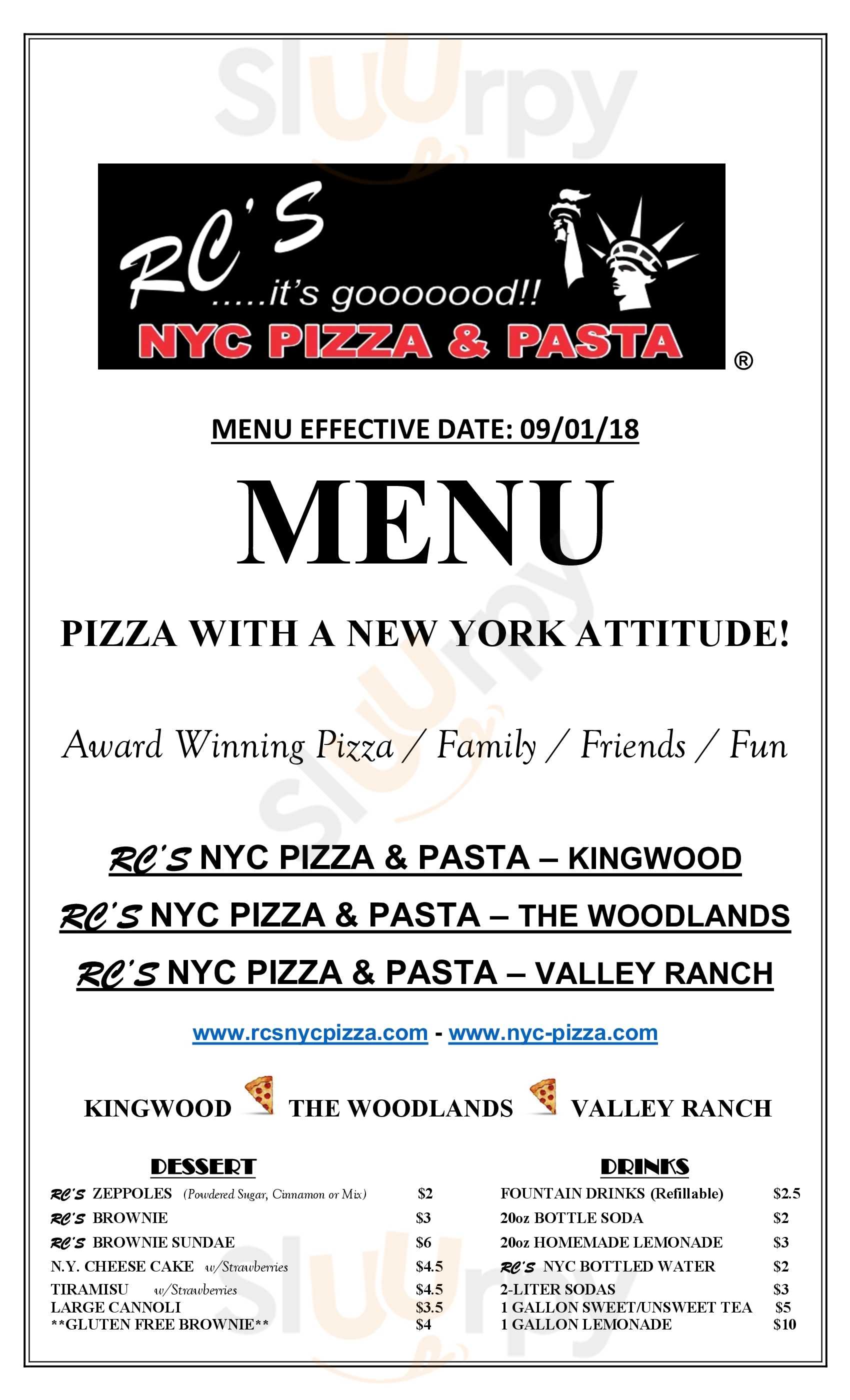 Main Menu - R C Pizza