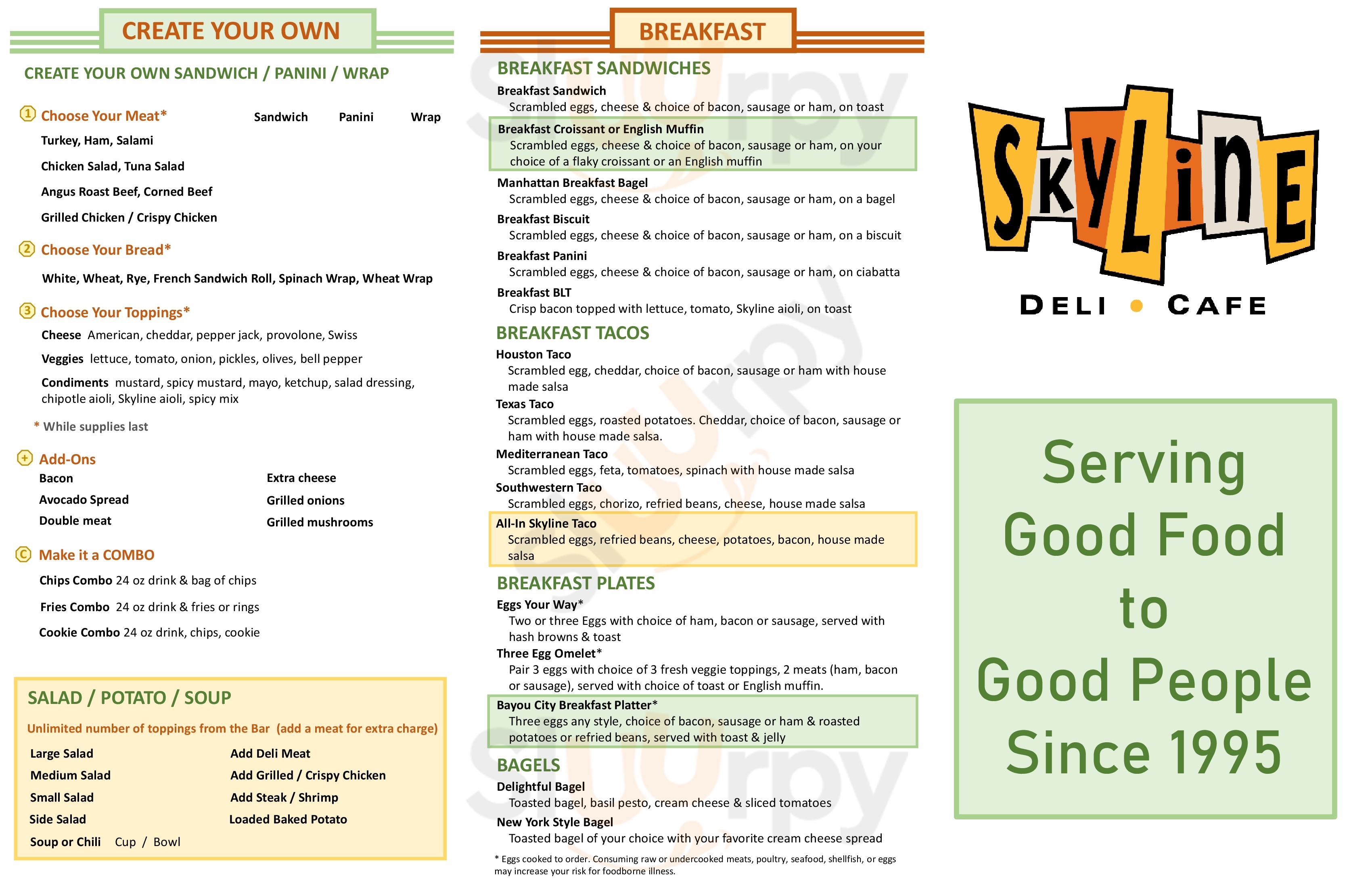 Main Menu - Skyline Deli