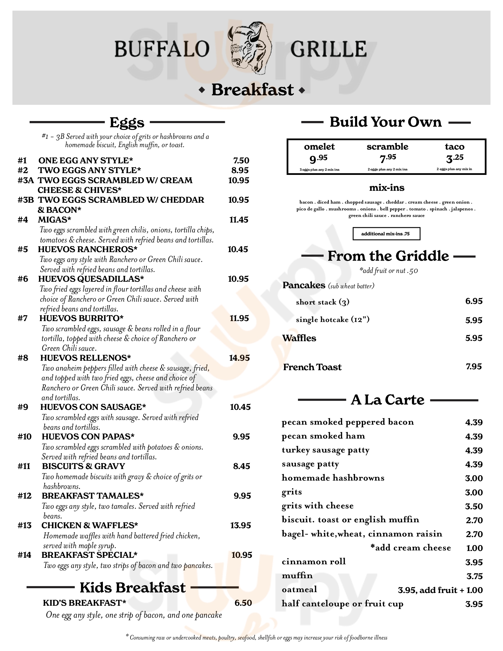 Main Menu - The Buffalo Grille