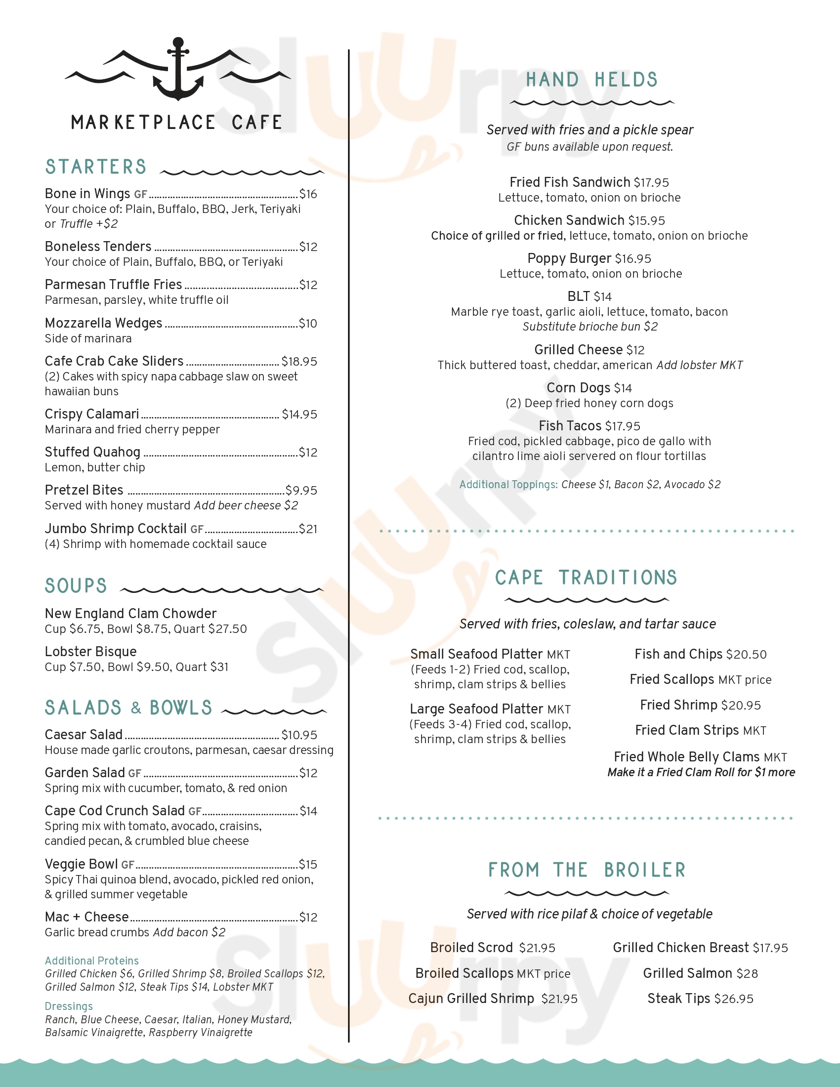 Main Menu - Marketplace Cafe