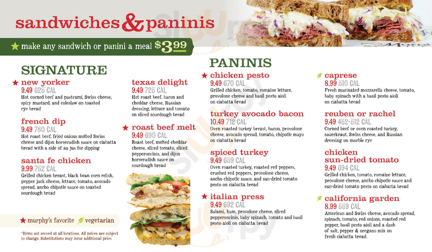 Murphy's Deli menu