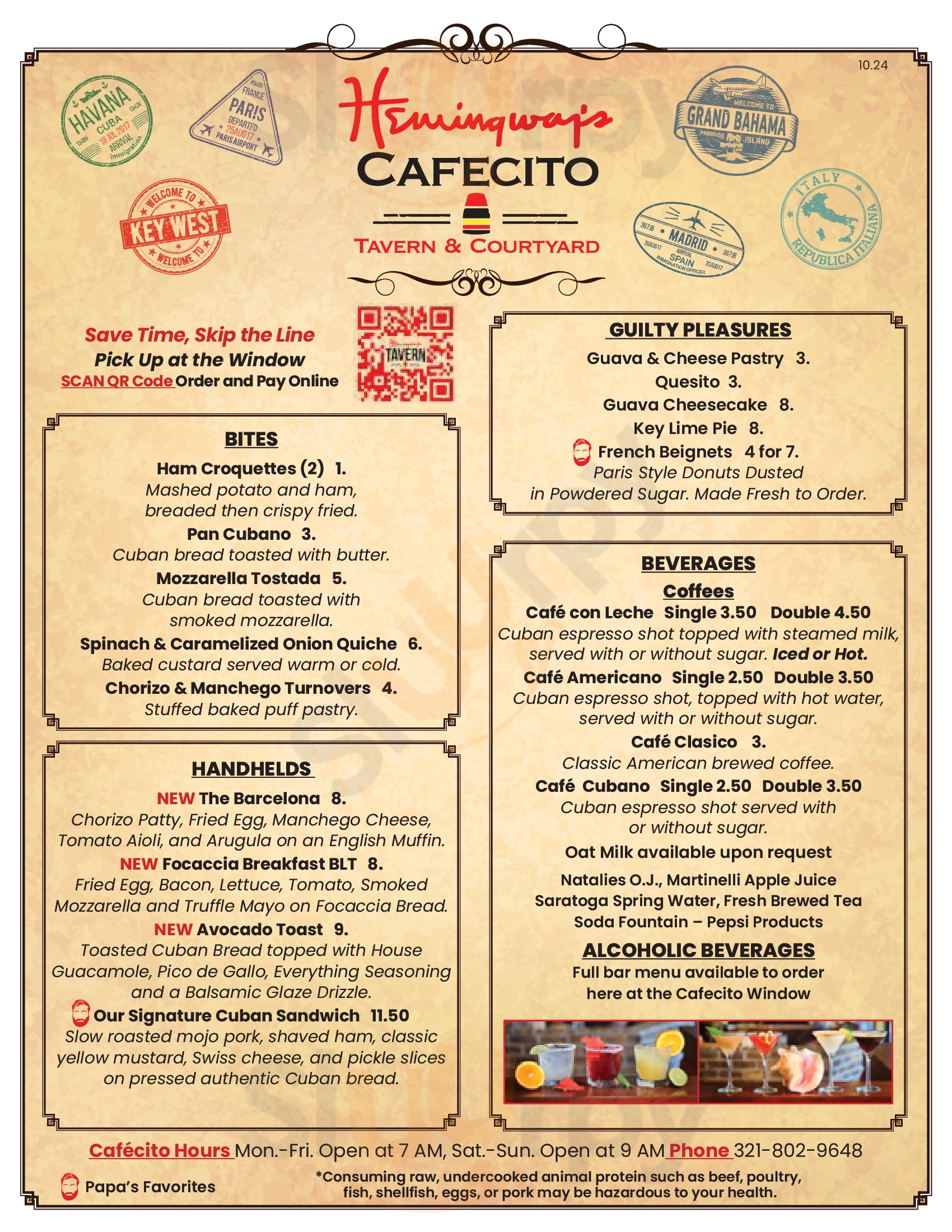 Main Menu - Hemingway's Tavern