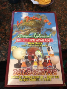 La Palma Mexican Restaurant menu