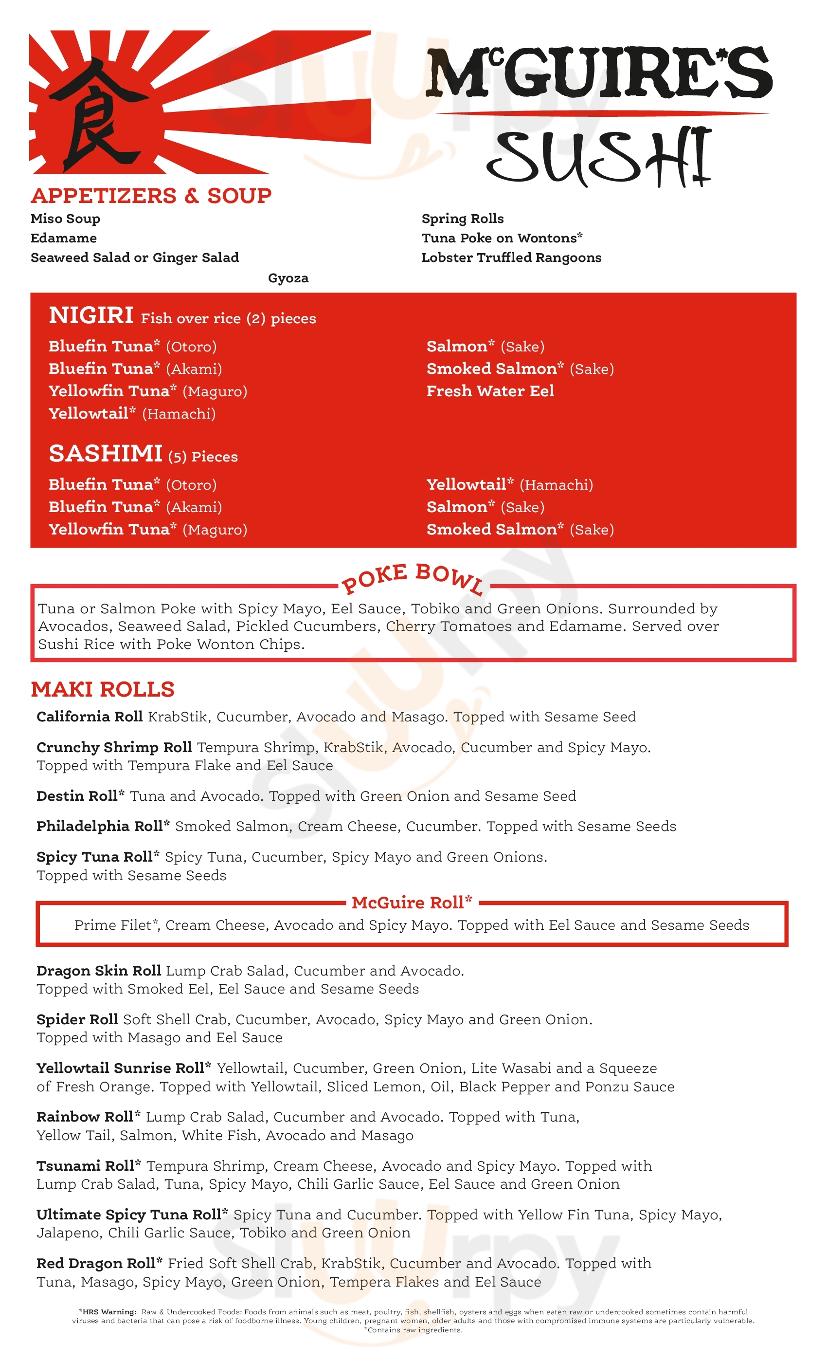 Mcguire's Sushi Destin Menu - 1