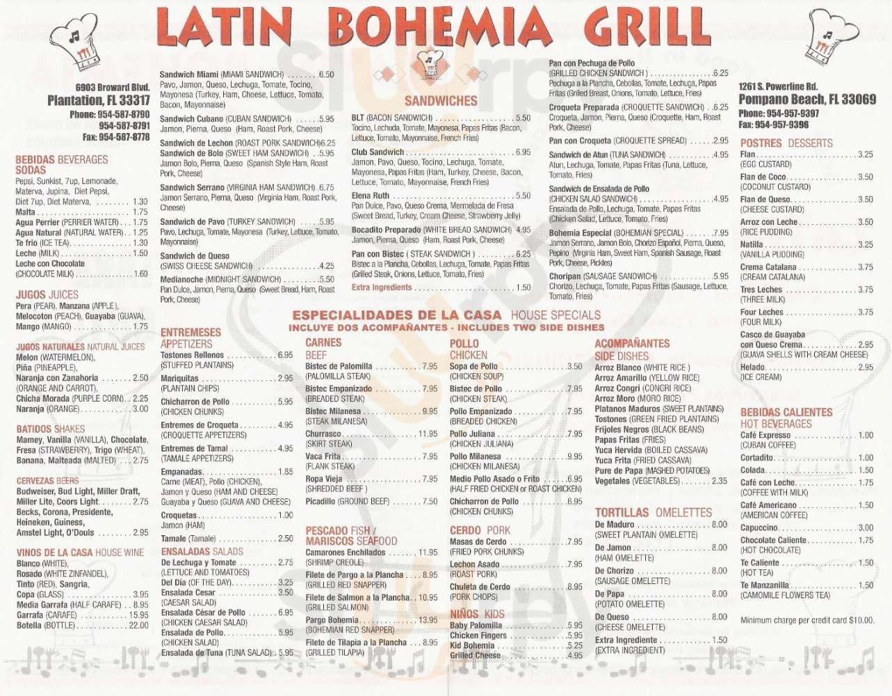 Latin Bohemia Grill Pompano Beach Menu - 1